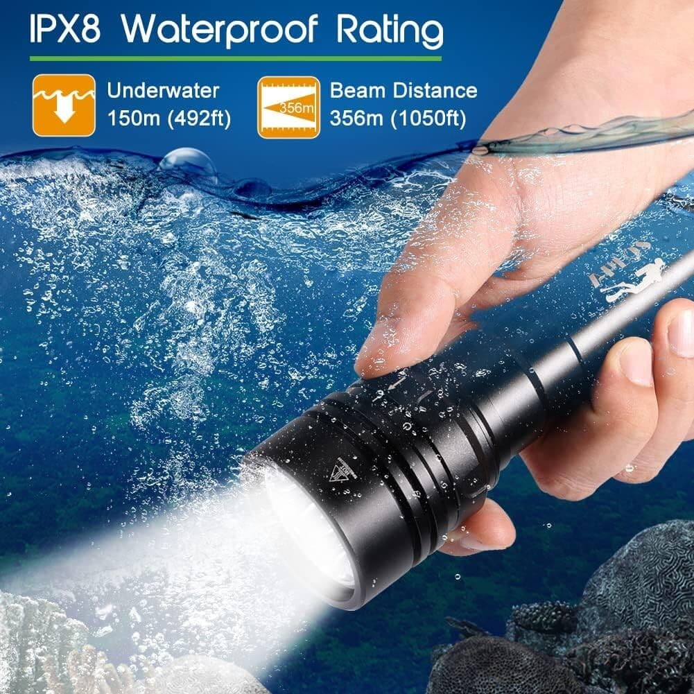 APLOS AP150 Dive Torch, 15000 Lumen, Underwater 492ft, Scuba Diving Flashlight. 5