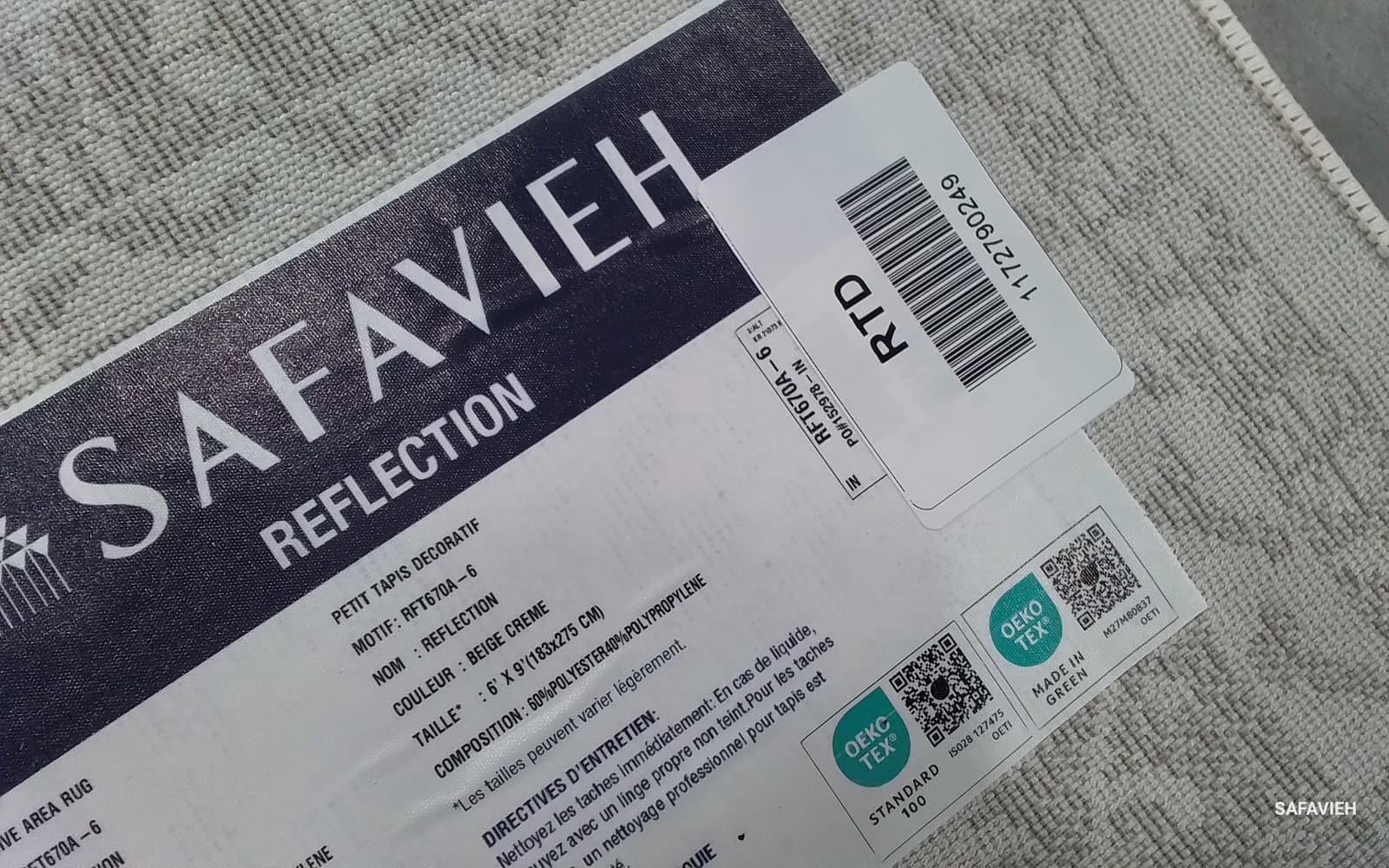 BEIGE / CREAM 6'-0" x 9'-0" Back Stain Rug, Reduced Price 1172790249 RFT670A-6 4