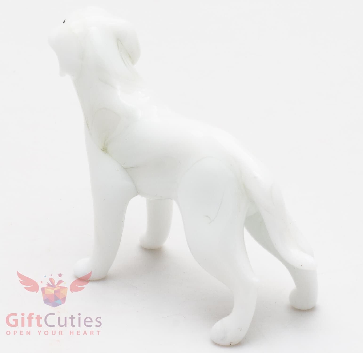 Art Blown Glass Figurine of the white American Bulldog dog 4