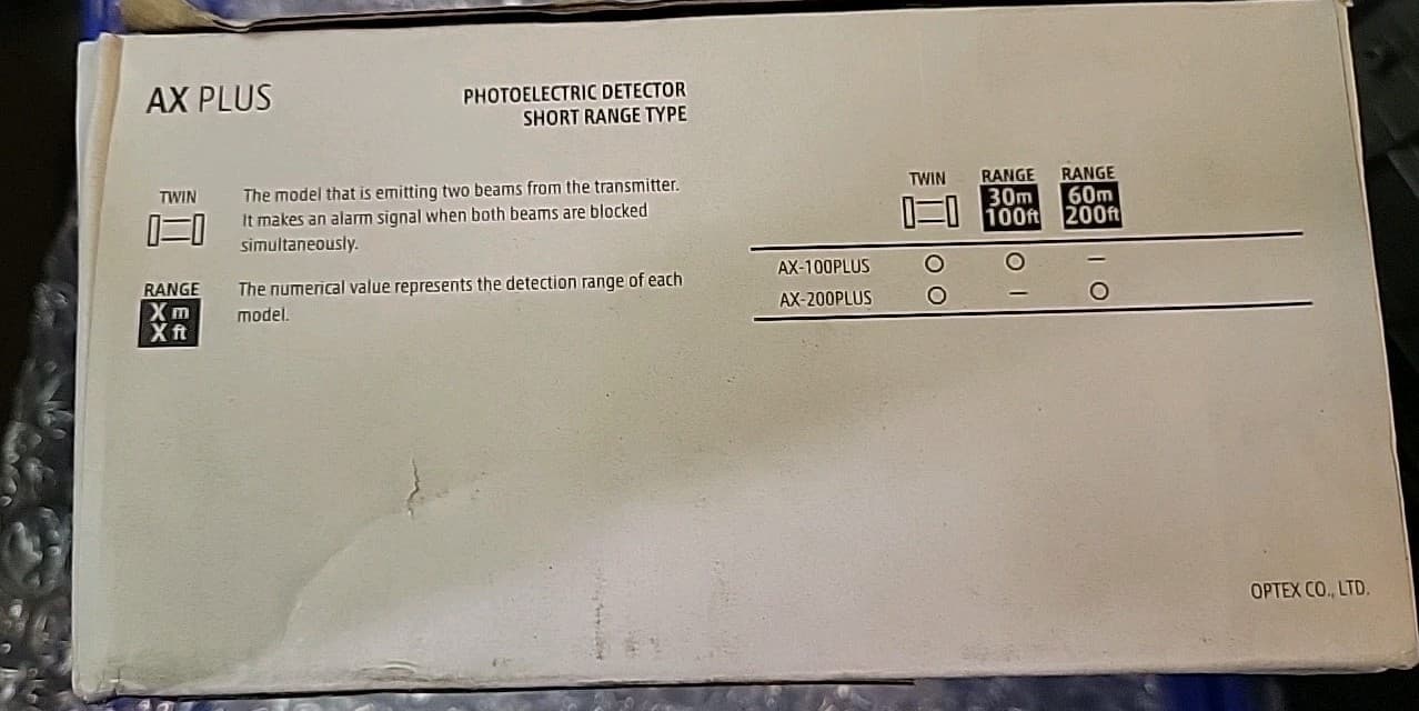 Optex AX-100PLUS (C) AX PLUS Photoelectric Detector Short Range New 3