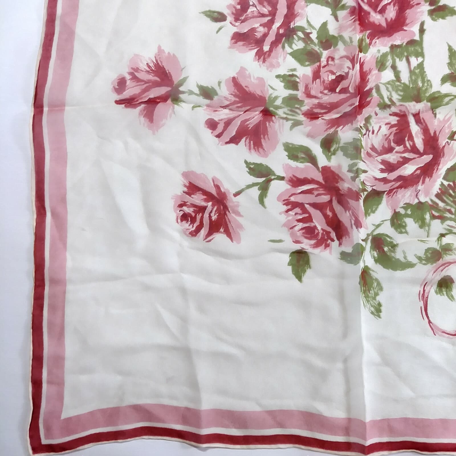 Vtg Womens Scarf One Dozen Roses Sheer Bouquet Flowers  4