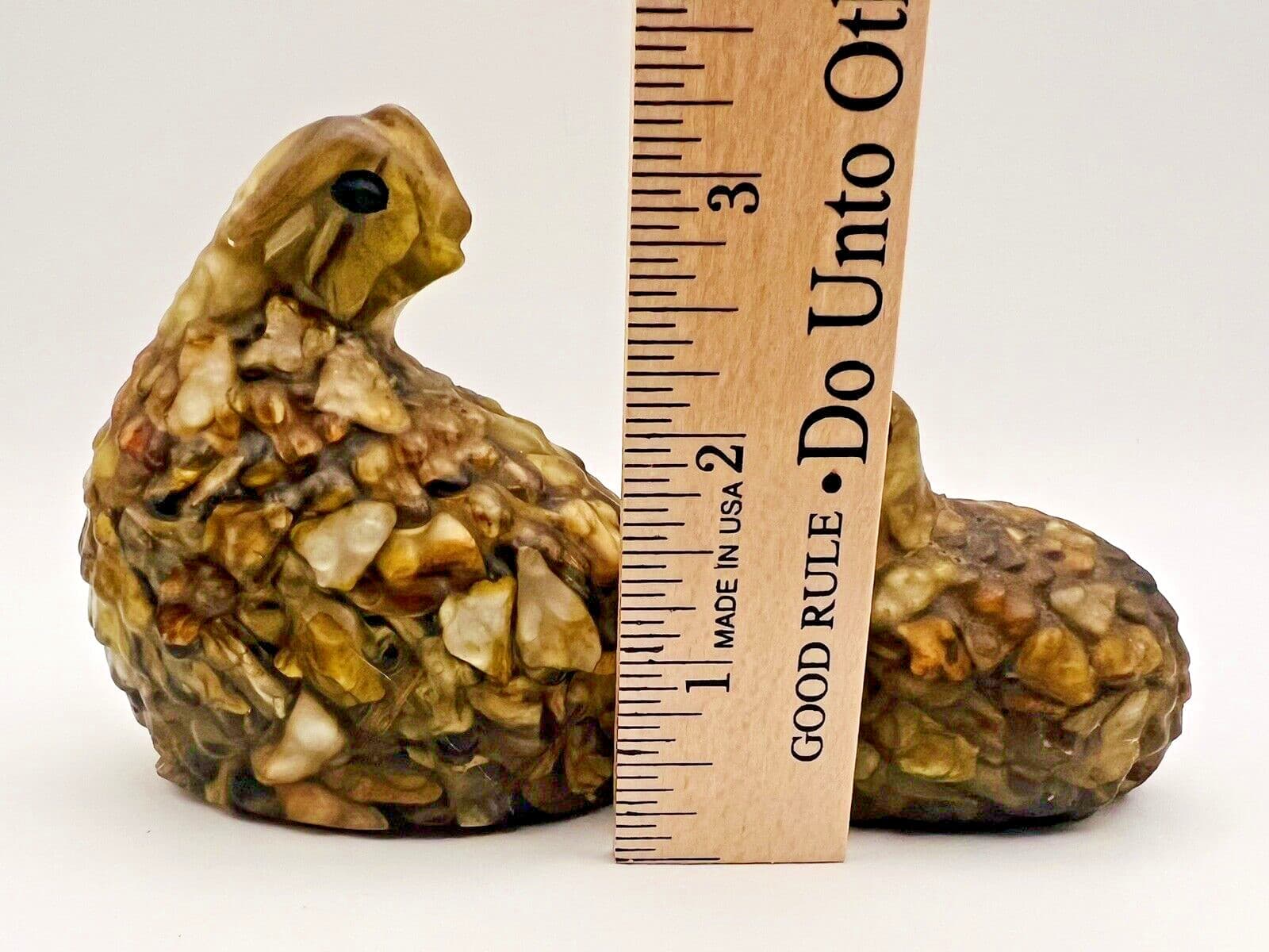 Vtg set of 2 Quail Mother of Pearl Vomit Bird Figurines Handmade Tennessee Shell 5