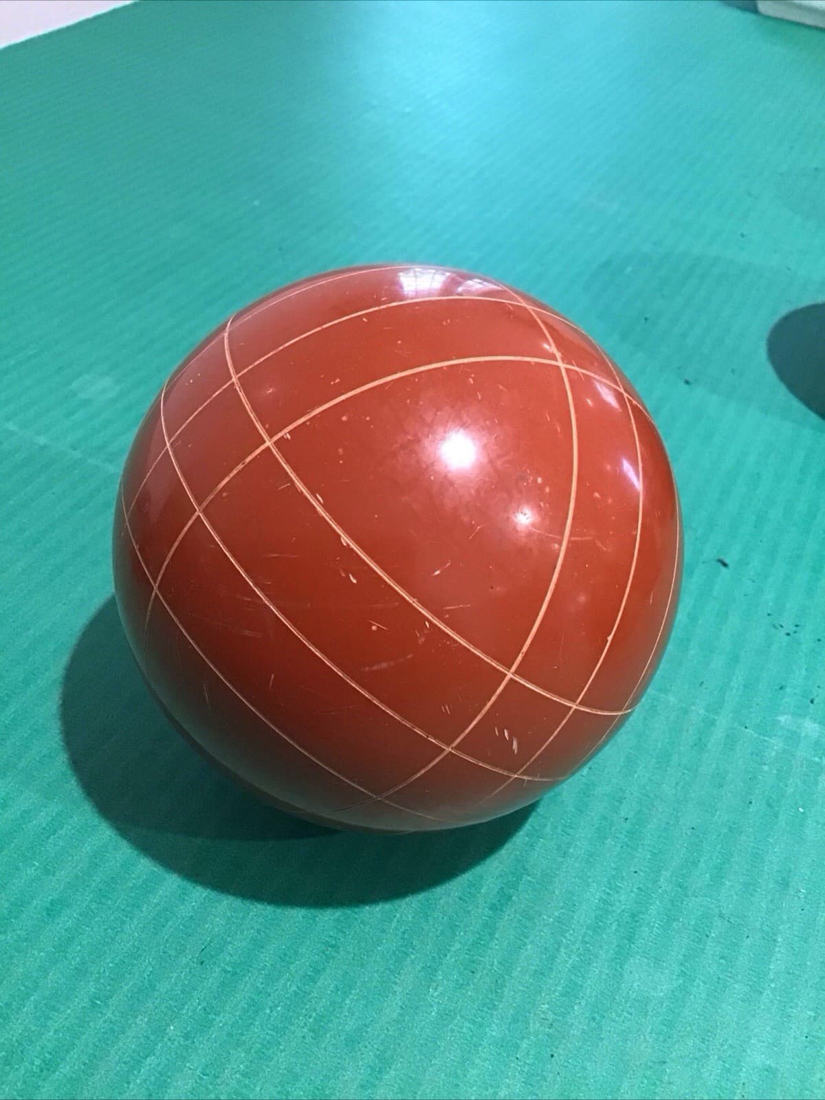 (1) Single Vintage Sportcraft Rivoli Bocce Ball Brown Line Design 113mm (4.5") 3