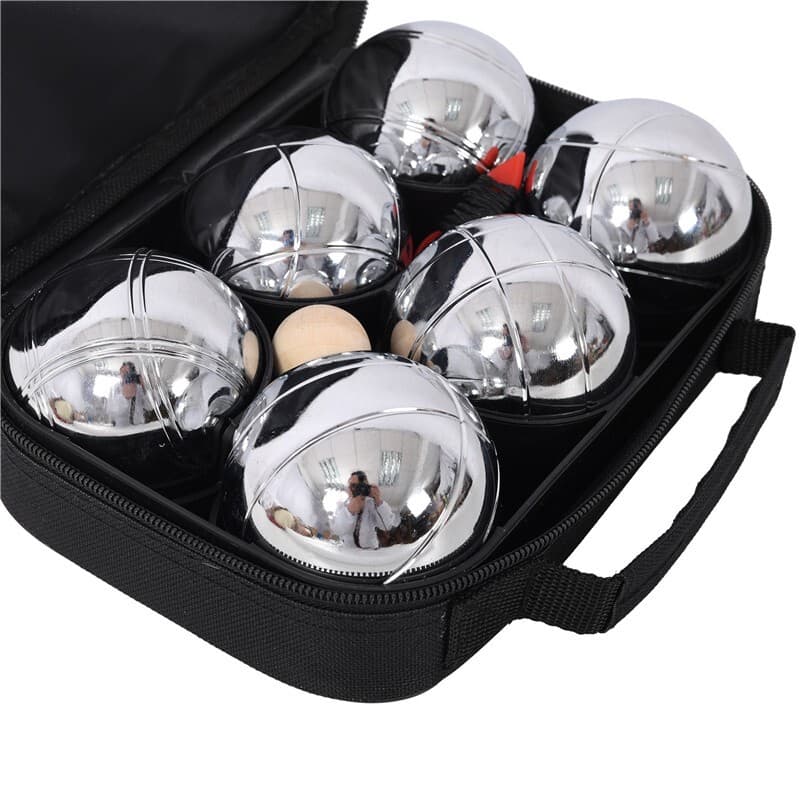 Petanque Boules Set for Bocce Ball 6 Metal Tossing Balls in Case Backyard Game 2