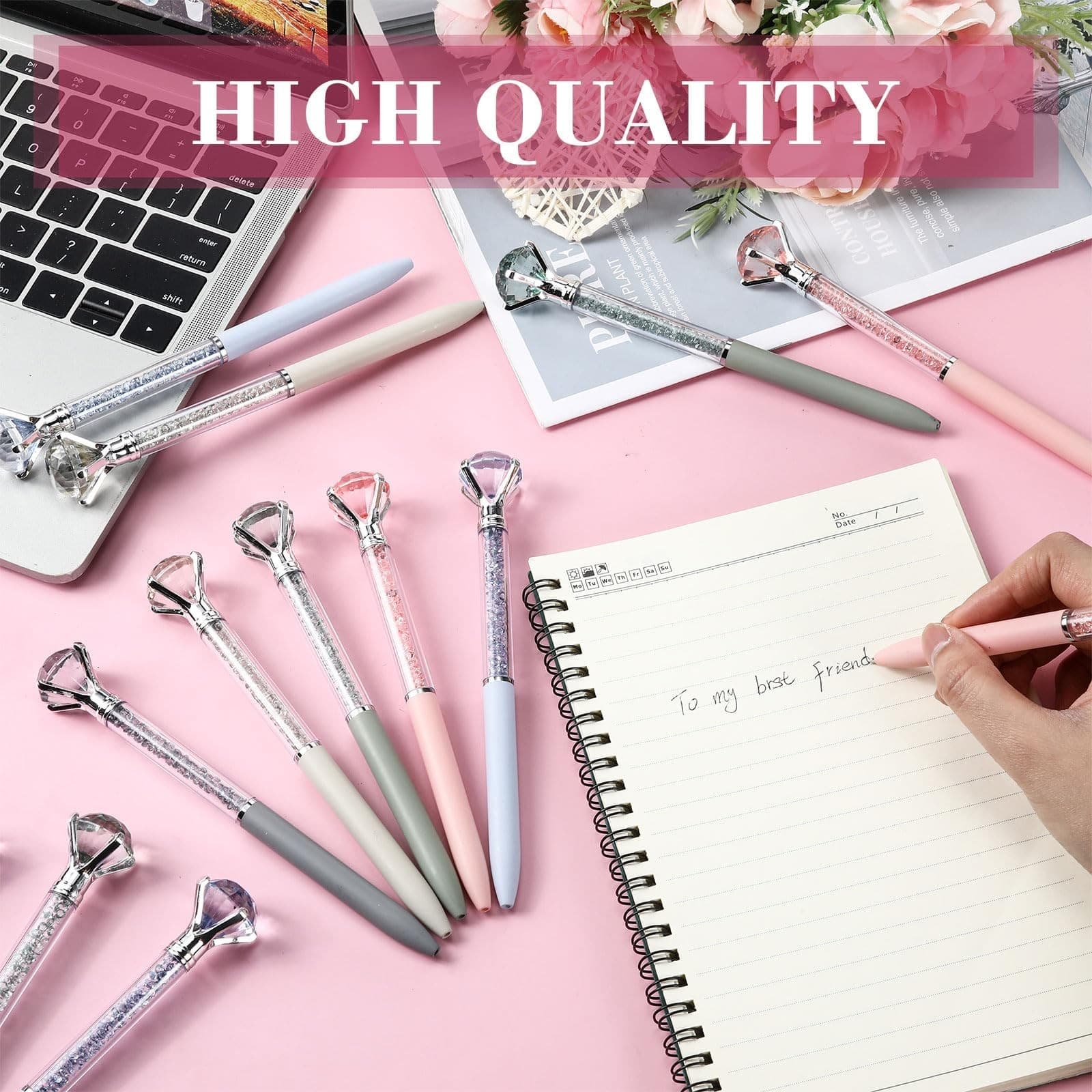 40 Pcs Diamond Ballpoint Pens Big Crystal Colorful Retractable Gem Rhinestone... 5
