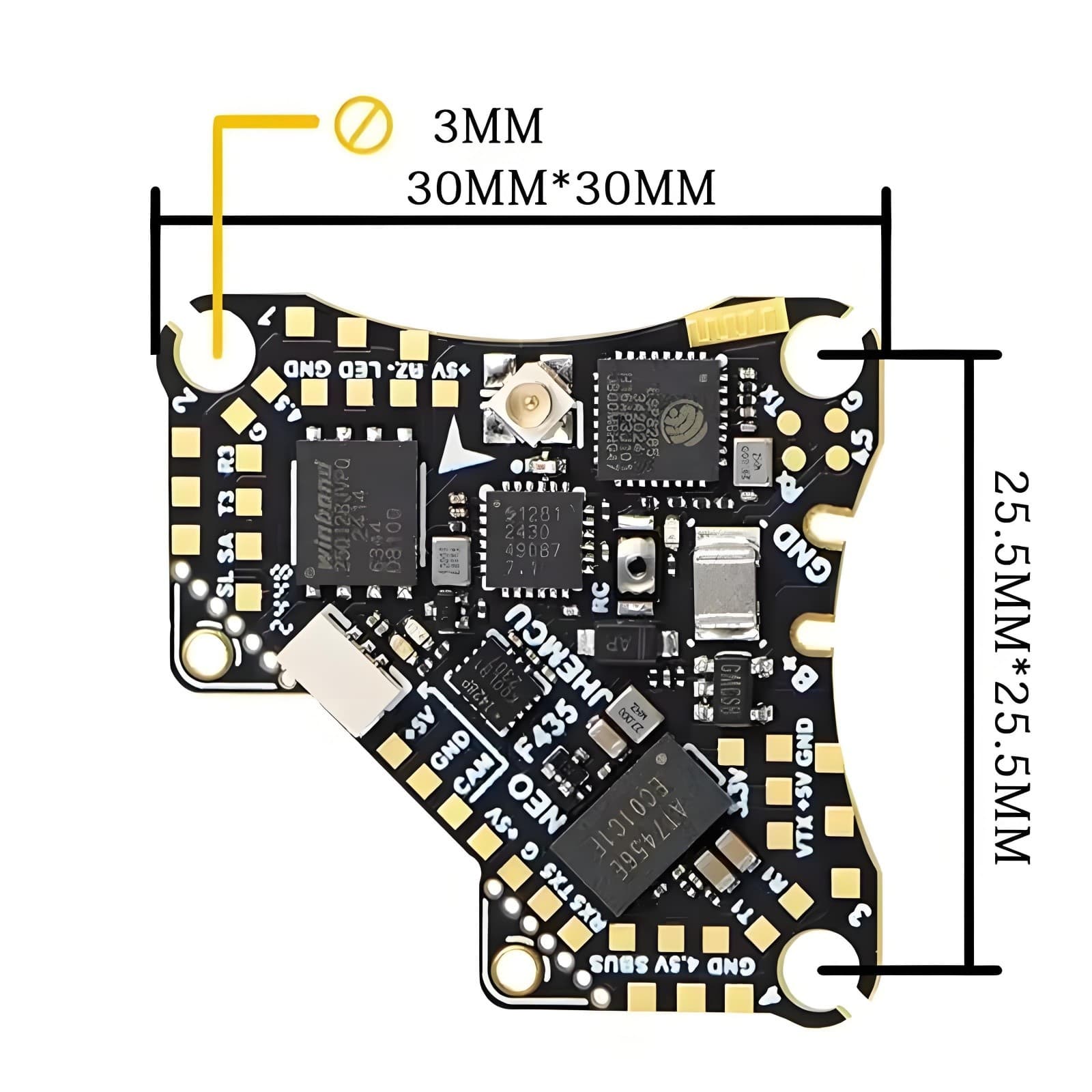JHEMCU F435 NEO 1S AIO Flight Controller for RC Drone with 4in1 Integrated ESC 5