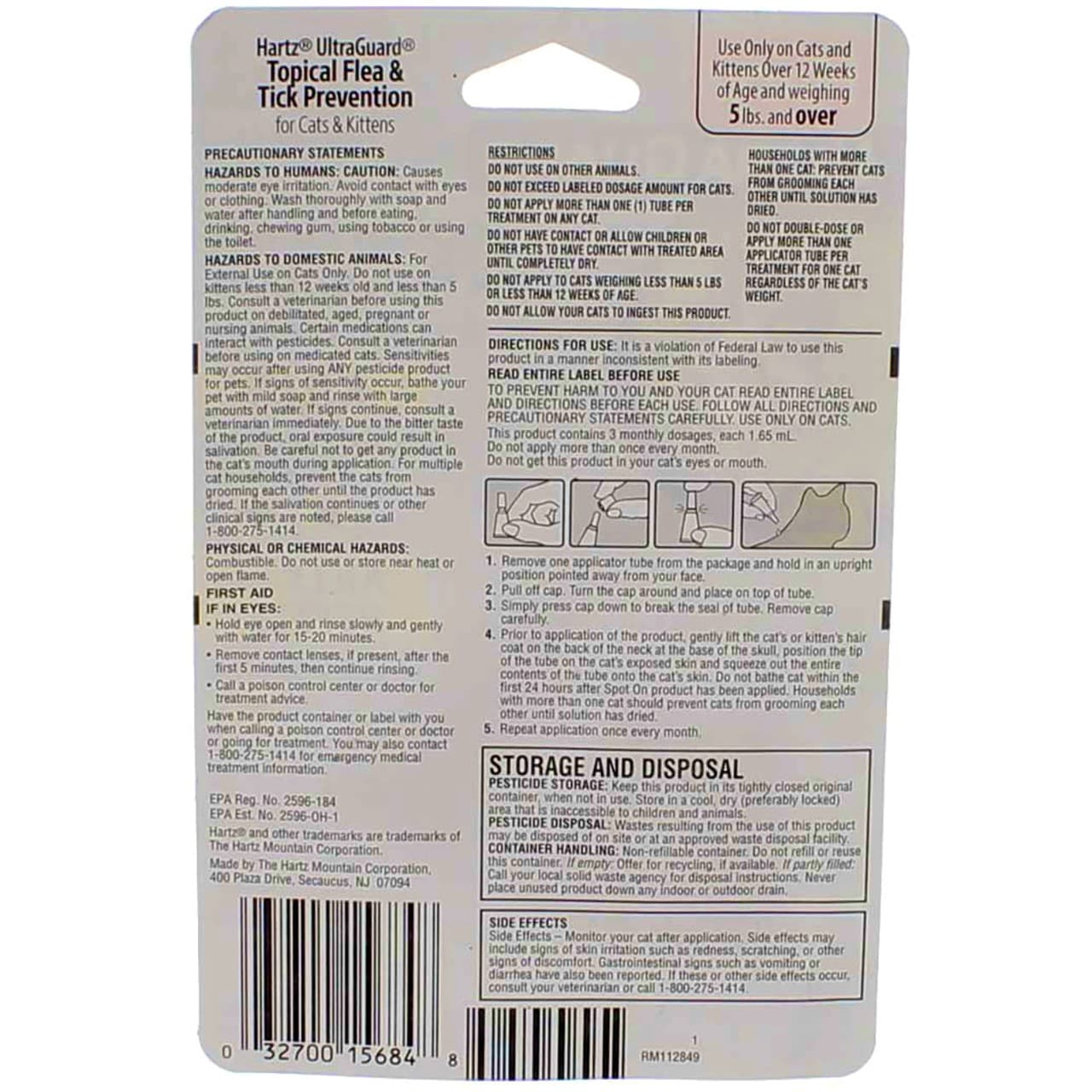 2 Pack Hartz UltraGuard Flea & Tick Drops for Cats & Kittens, 5 lbs & over, 3 Ct 2