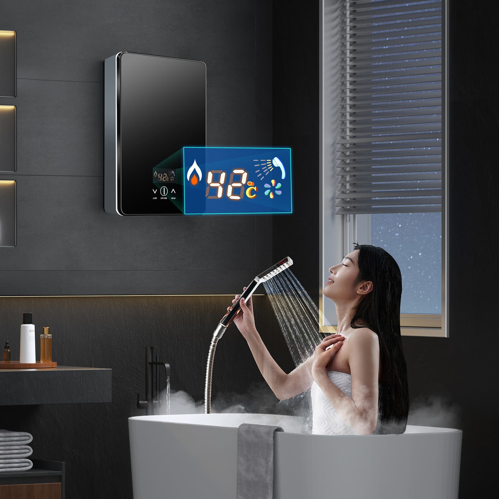 NEW 6500W Instant Hot Water Heater Electric Tankless On Demand House Shower Sink 2