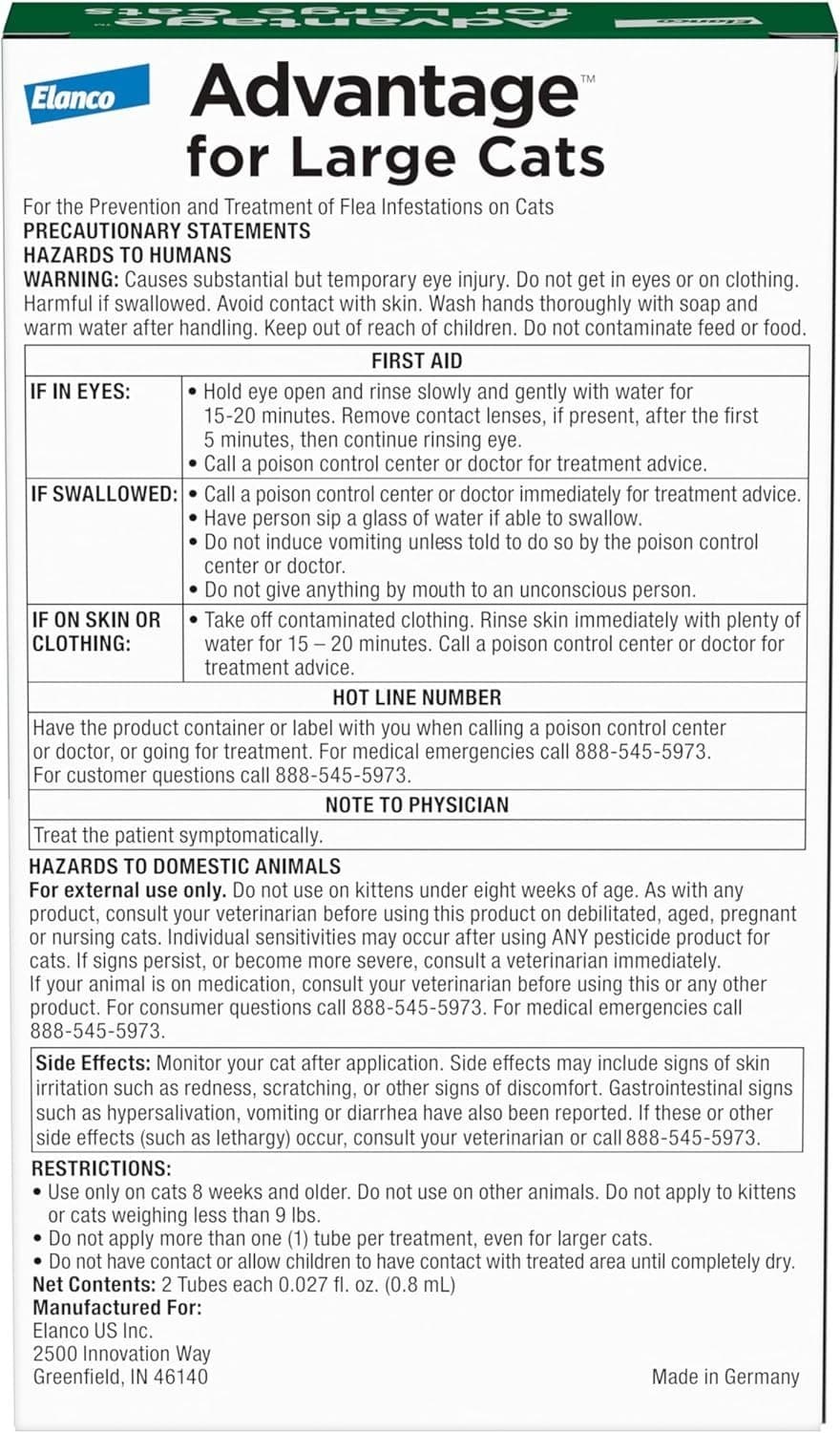 Advantage for Large Cats Flea Prevention and Treatment Over 9 lbs (2 Doses) 2