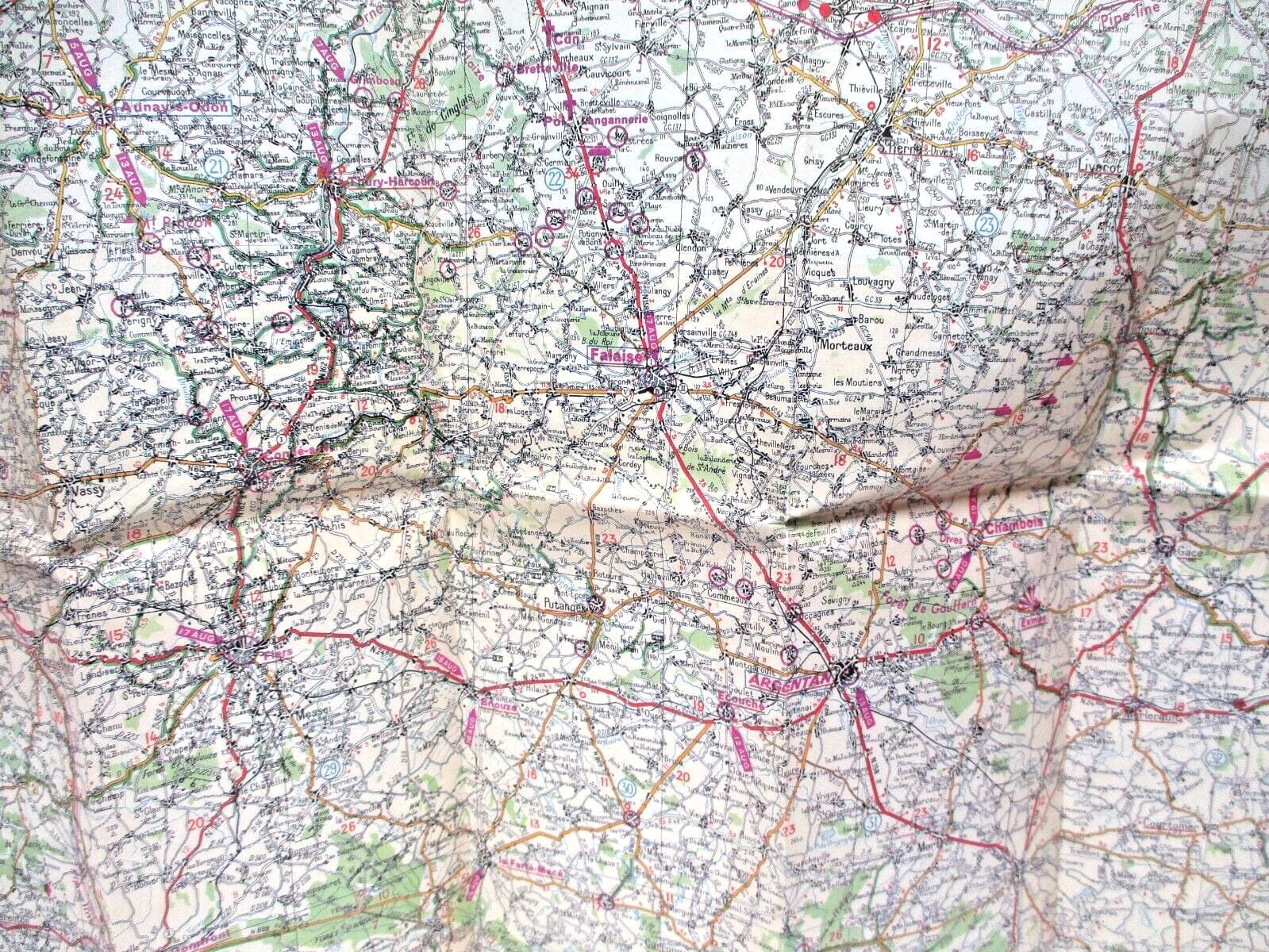 1944 Battle of Normandy Map 102 Michelin Tires 1988 reprint of 1947 map 4