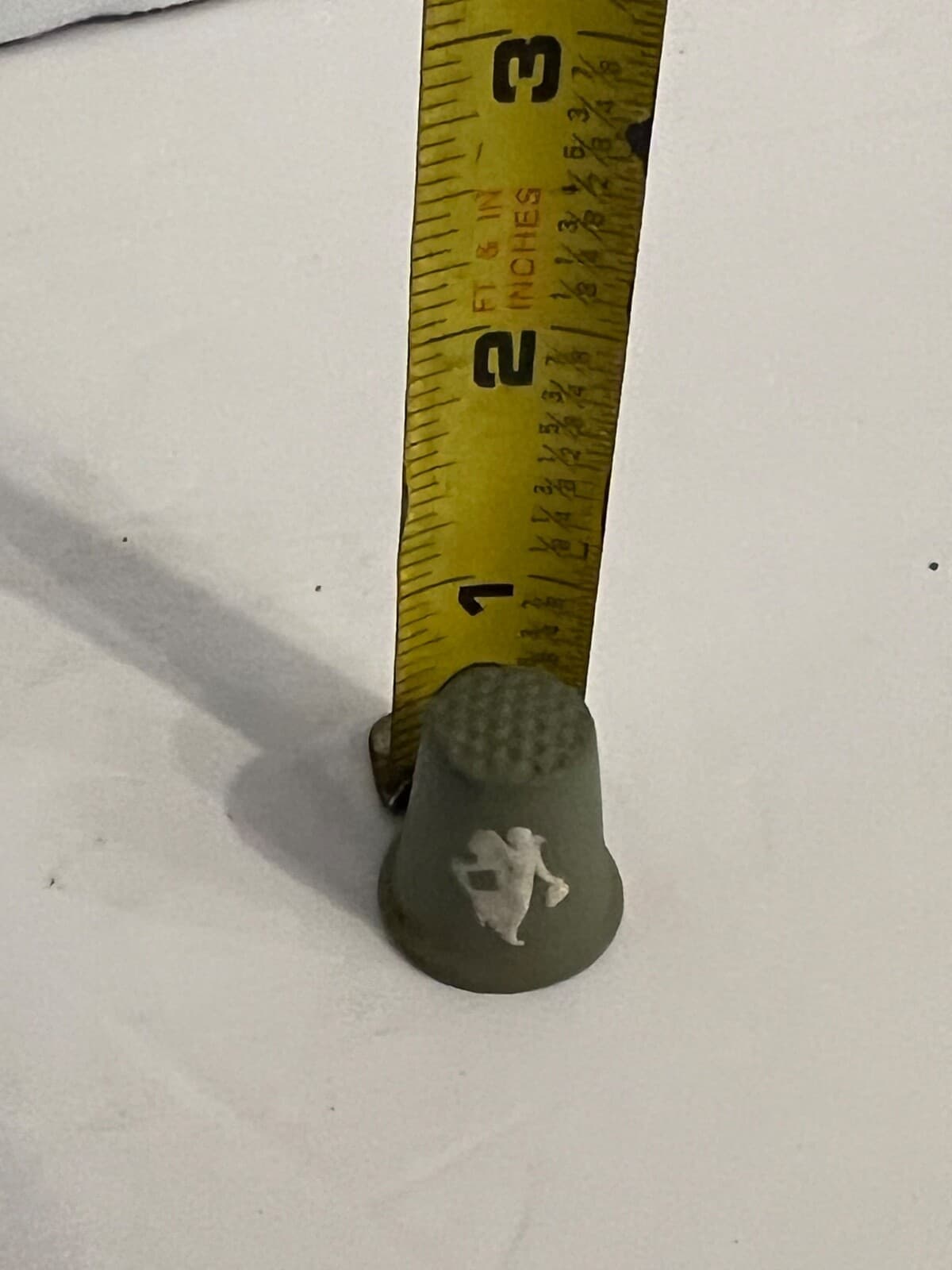 Vintage Wedgwood Sage Green Jasperware Dancing Hours Floral Girl Thimble 6