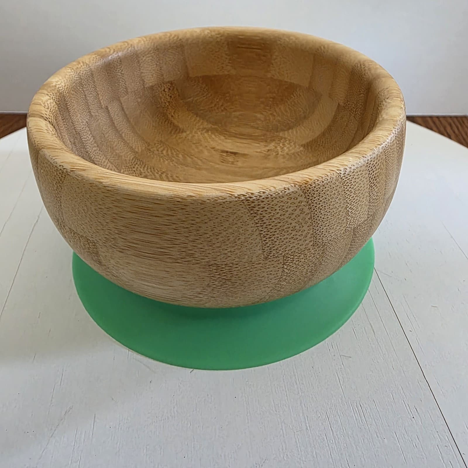 Avanchy Baby Bamboo Wood Bowl Suction Cup Bottom Green Toddler 3