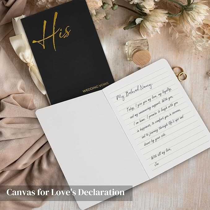 Wedding Vow Book - Vow Books His and Hers 5.5"×4" Set of 2 Black and White /Gold 4