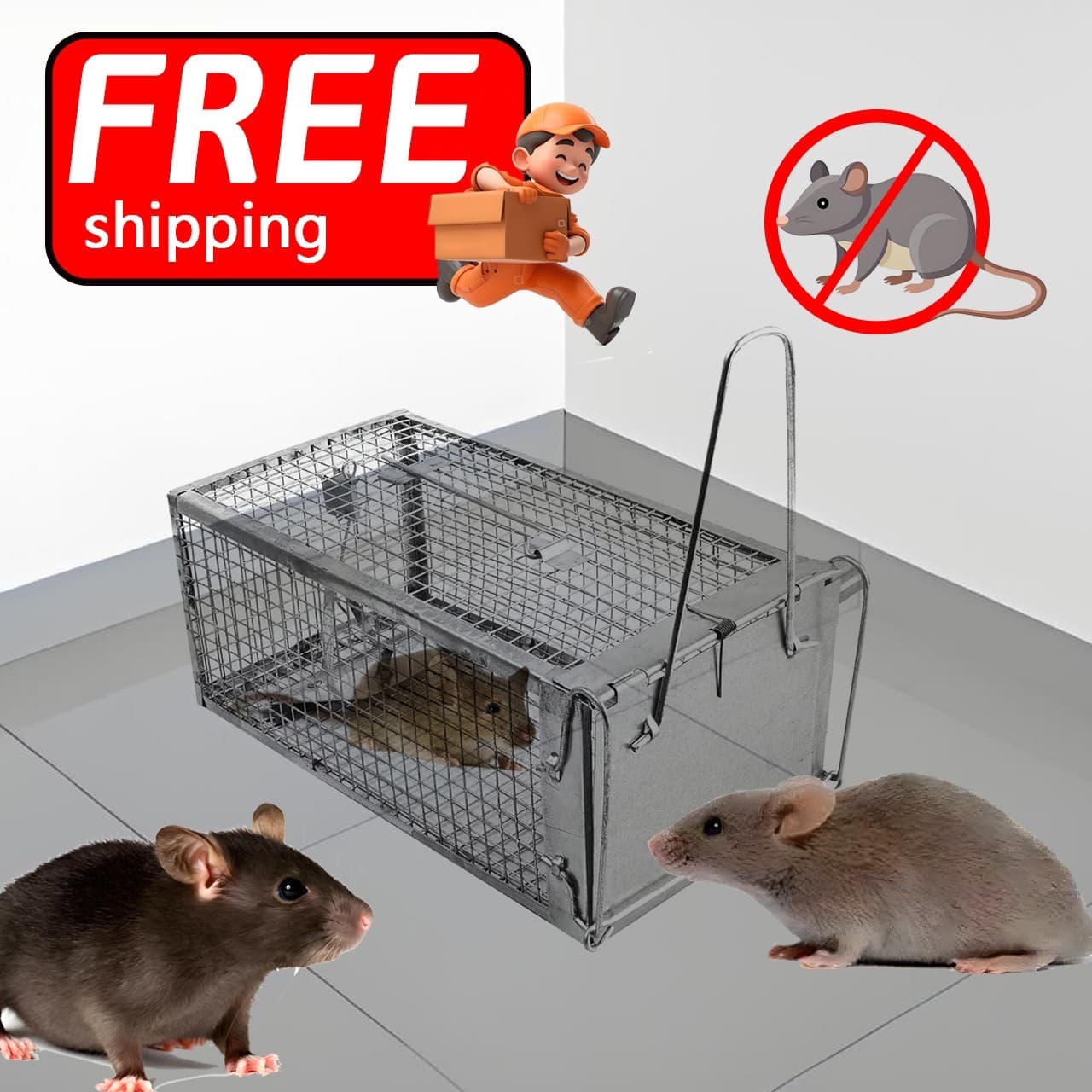Medium Mouse Trap Rat Trap Rodent Trap Live Catch Cage Easy to Set Up and Reuse
