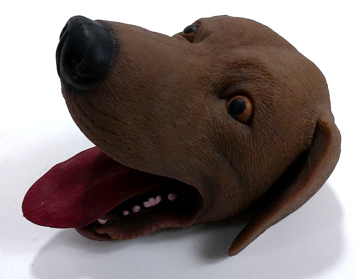 Stretchy Dog Schylling Rubber Black Brown Lab High Quality Hand Puppet 3