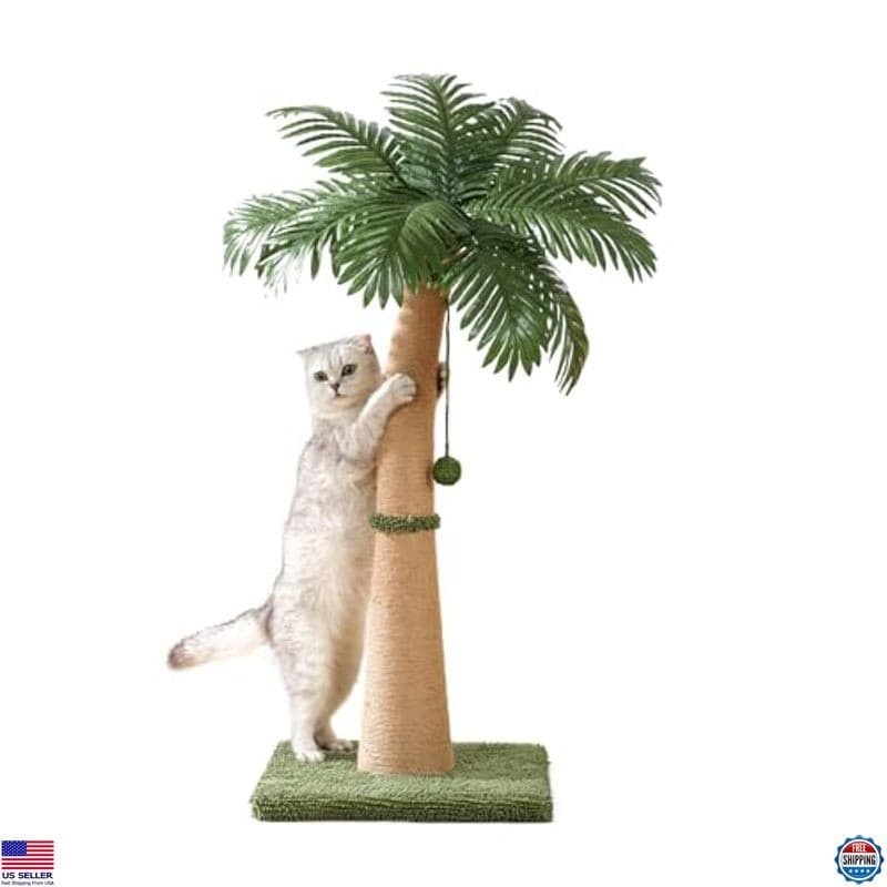 40'' Tall Cat Scratching Post Cat Tree, Curved Design Cat Scratcher Post with 3