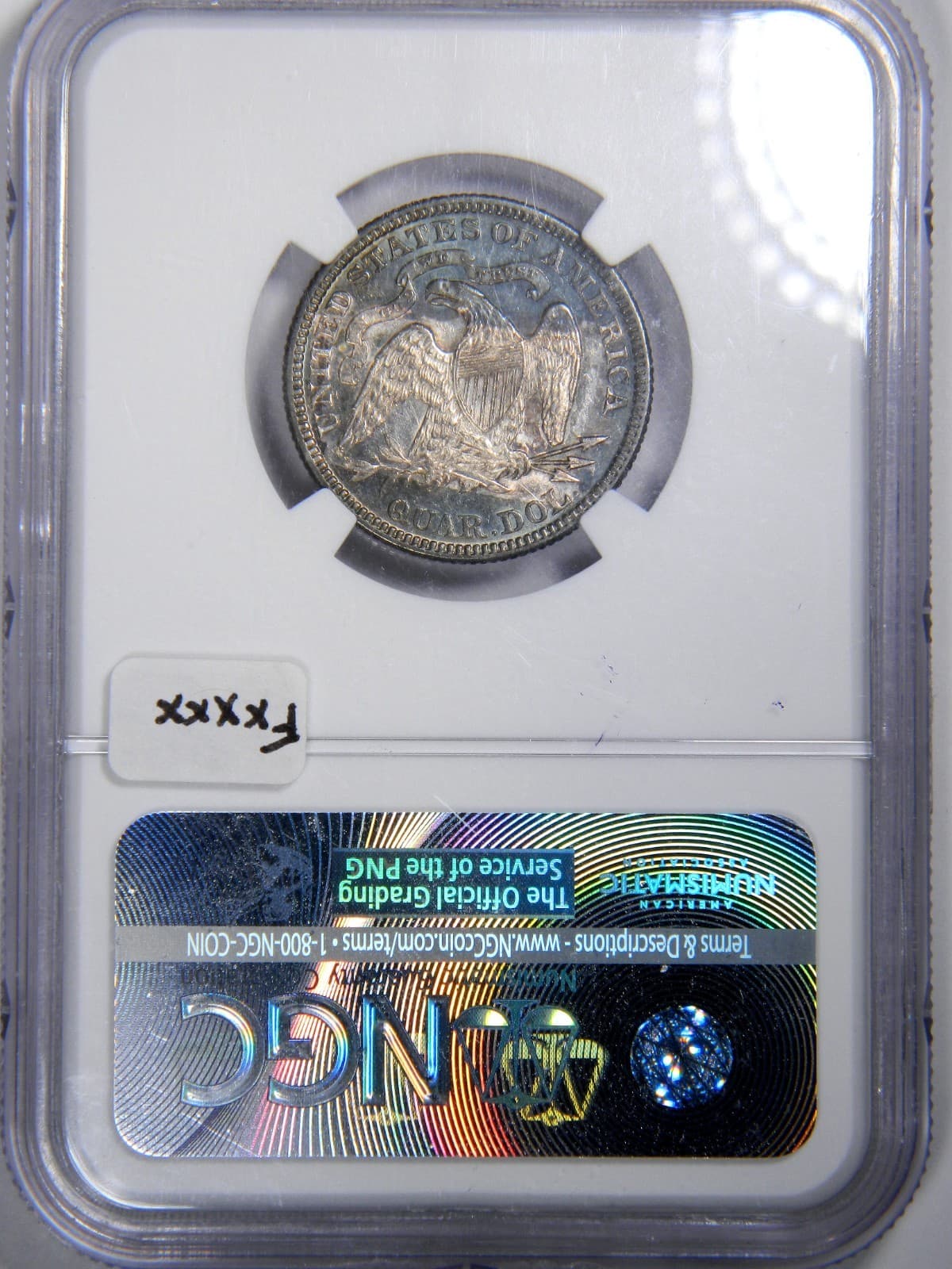 1875 SEATED QUARTER ~ NGC AU58 ~ RARE REVERSE TAB TONING! 4