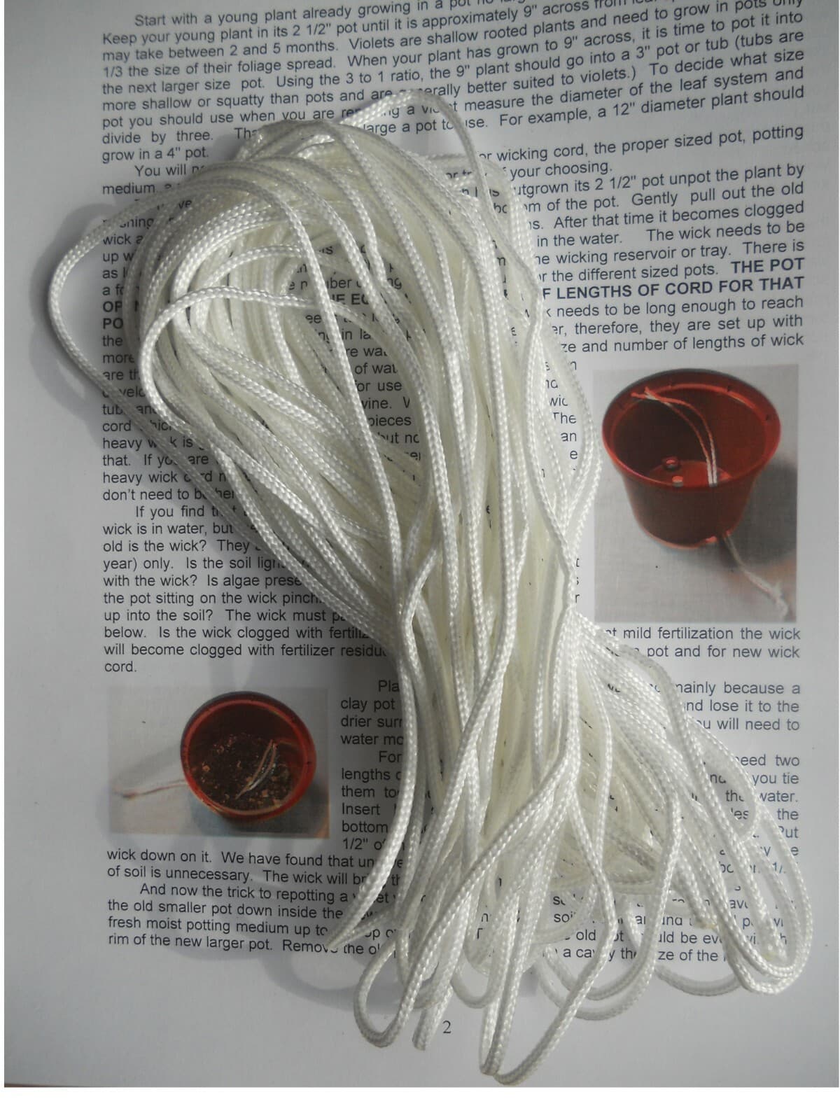 Wick Watering Cord Thick 40 ft.  Great for African violets Self-Water free ship