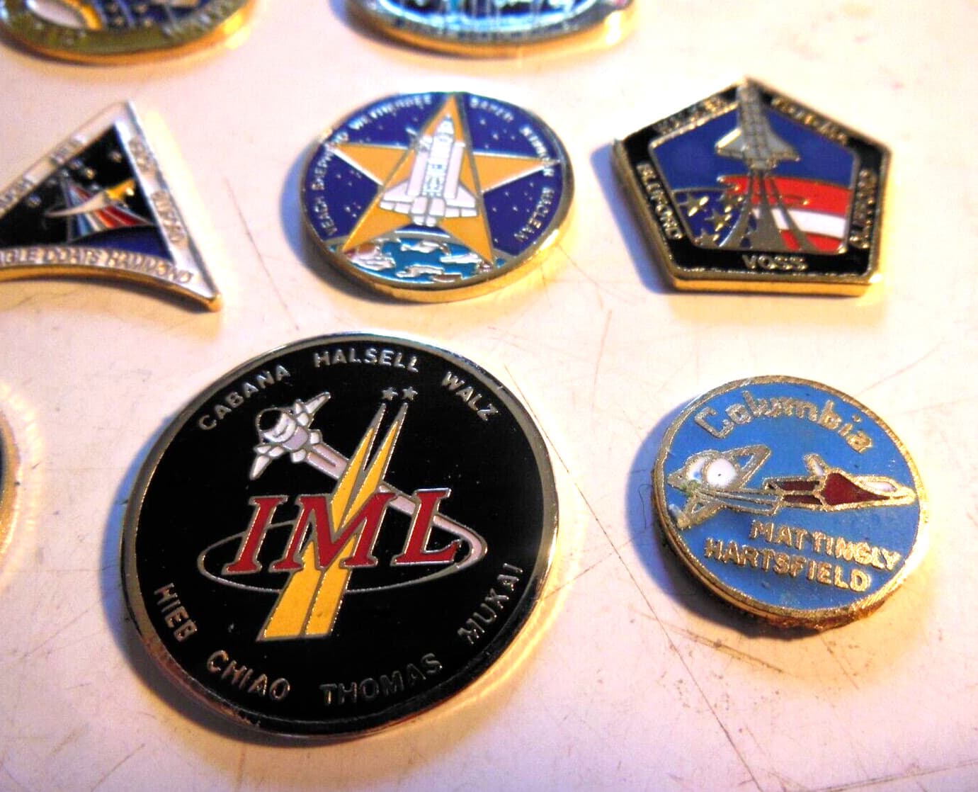 NASA Space Shuttle METAL ENAMELED Lot of 12 diff. Columbia- crew names crafts 2