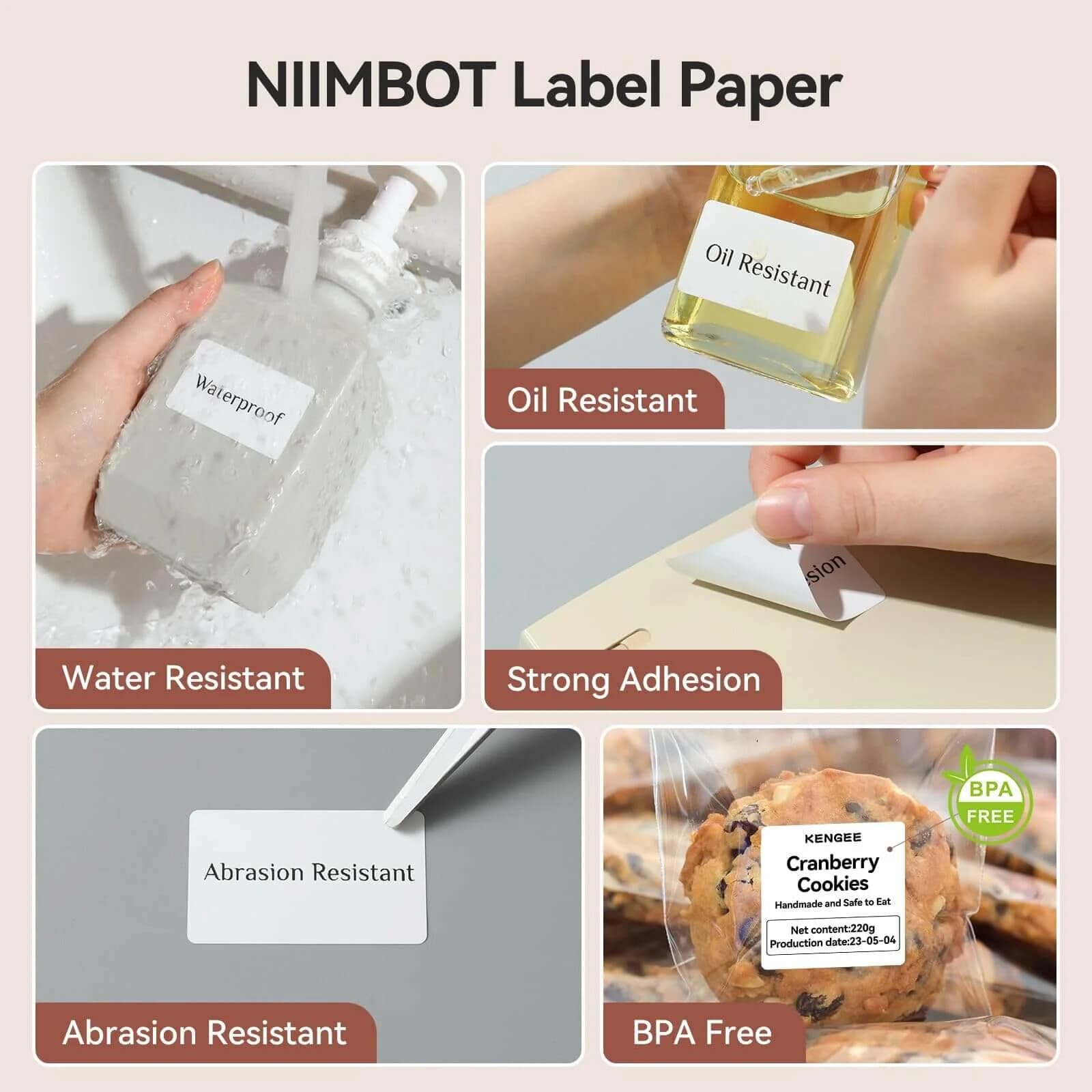 3PK Label Maker Tape 50x80mm, 2" x 3.15" Thermal Stickers for NIIMBOT B1 B21 B3S 2