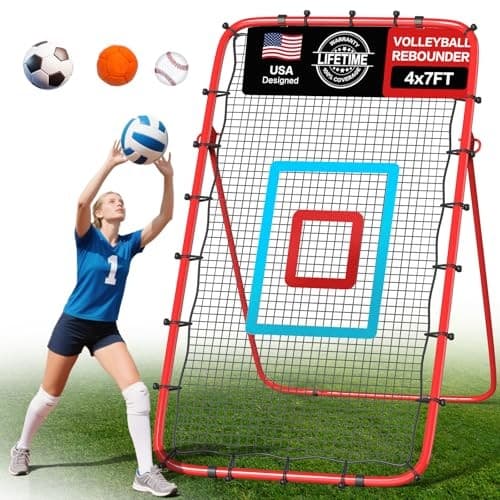 Portable Volleyball Rebounder Net 7x4 Ft, 5-Angle Adjustable Rebounder Net for  2