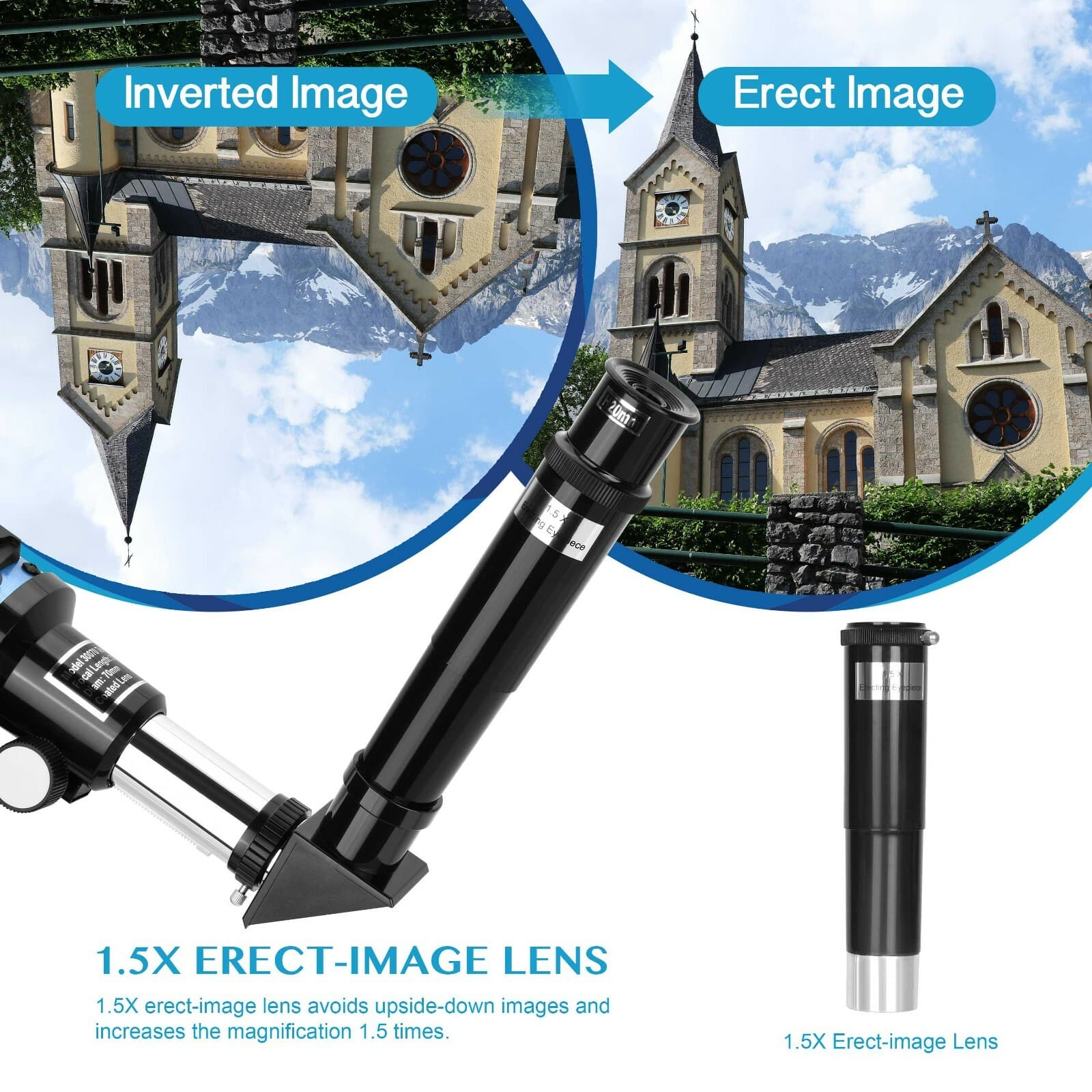 300mm Astronomical Telescope 150X with Phone Adapter Barlow Lens for Kids Gift 6