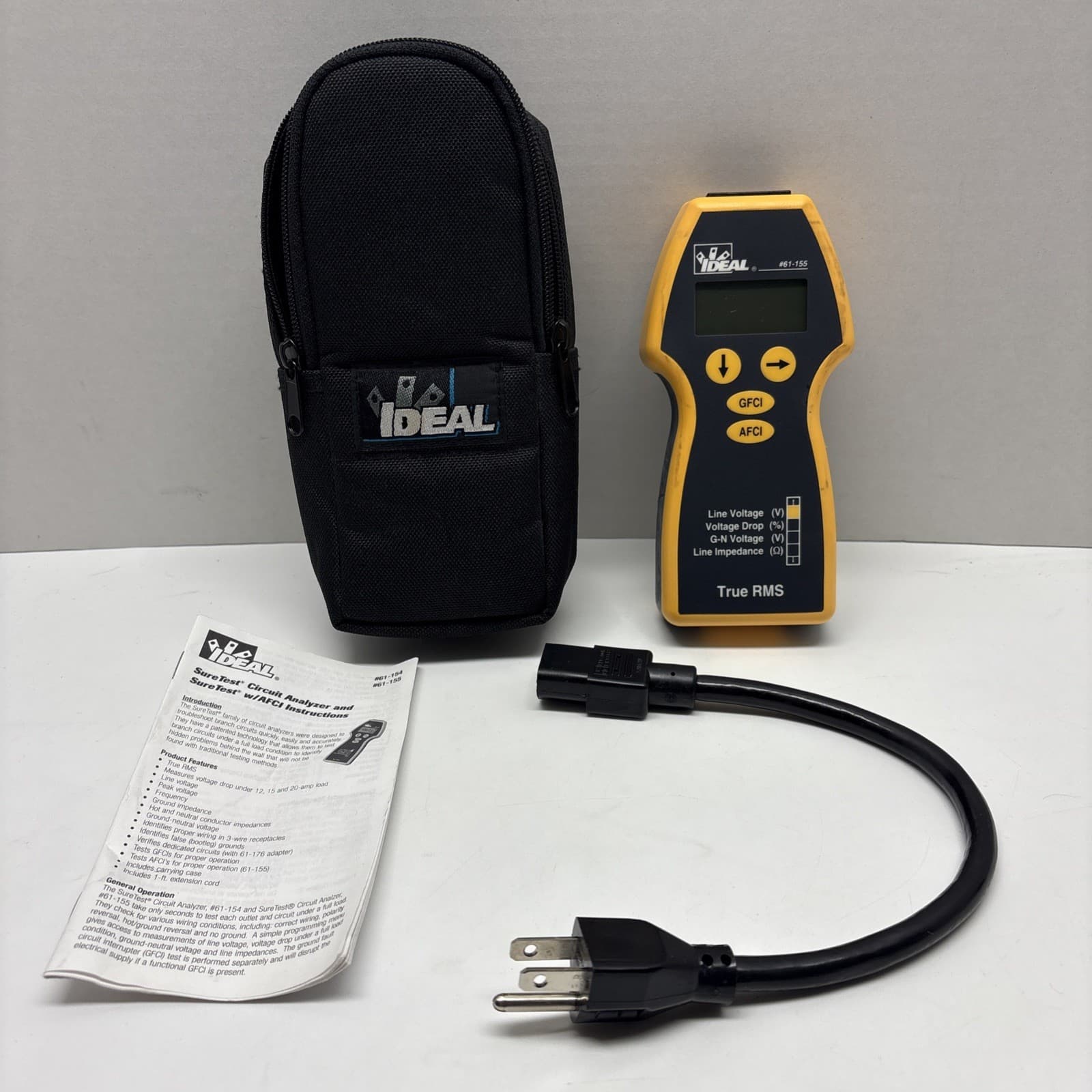IDEAL 61-155 SureTest Circuit #61-155 GFCi Tester AFCi Analyzer True RMS ARC