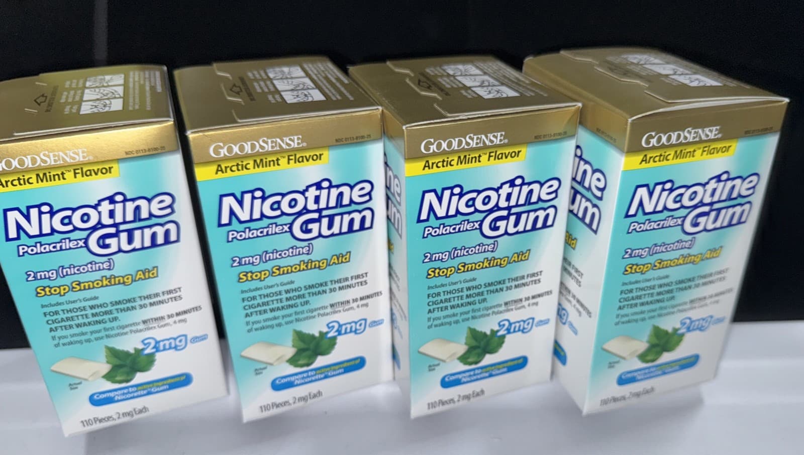 4x GoodSense Nicotine Gum•2 mg•110 pcs/ea.•Artic Mint *Exp.04/25 Like Nicorette! 5