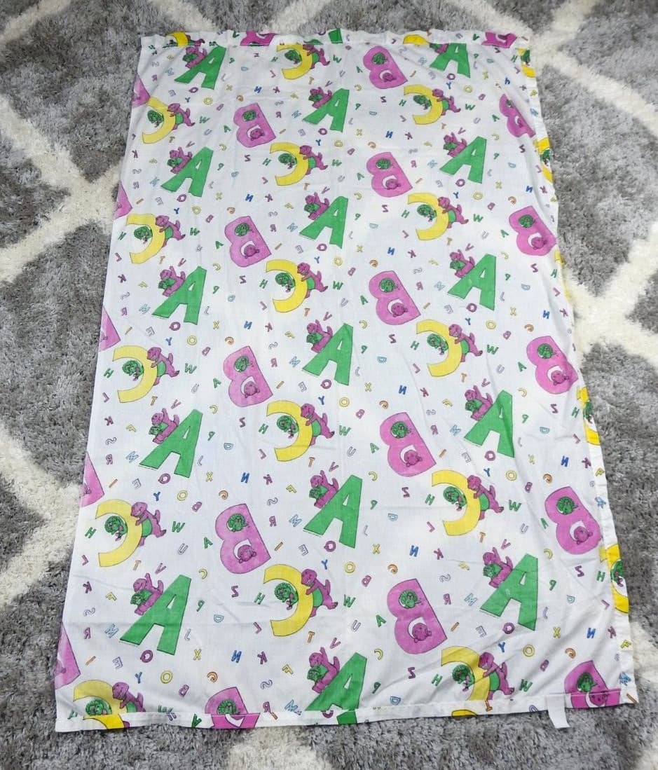 Vintage 1993 Barney Baby Dreams Made in USA ABC Flat Crib Sheet 2