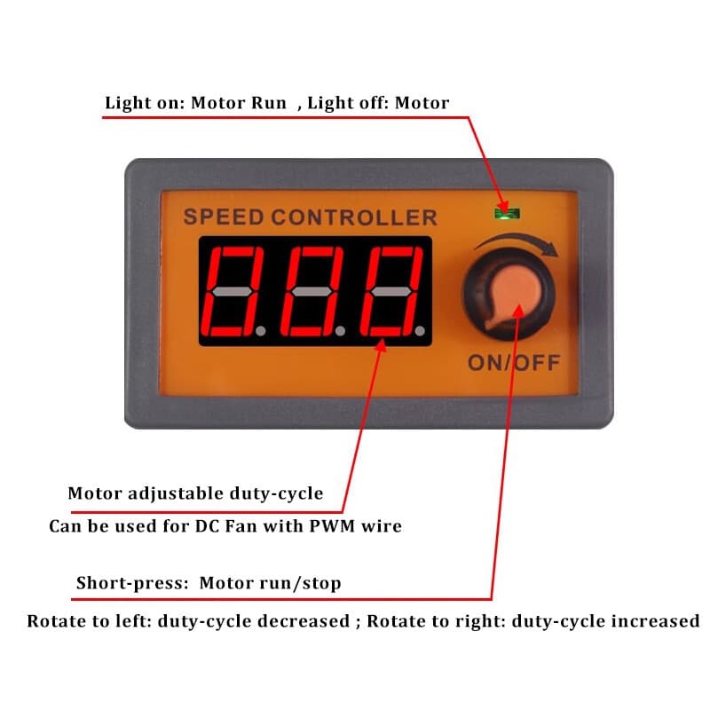 PWM DC 5-30V 5A Brushless Motor Fan Speed Controller Switch Digital Display 3