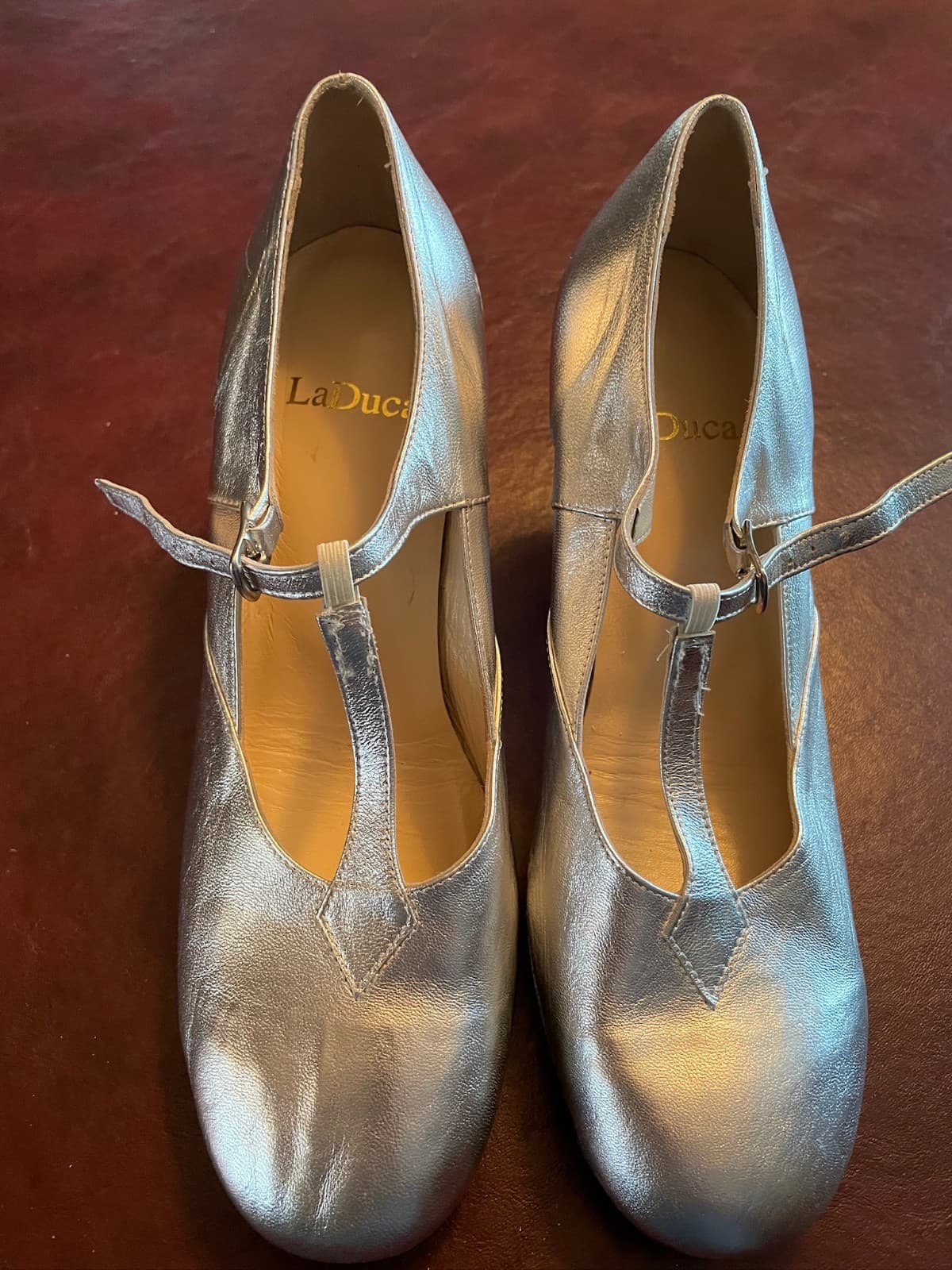 LaDuca 3" heel, hard sole character shoe, silver, 8W man, 10W woman size