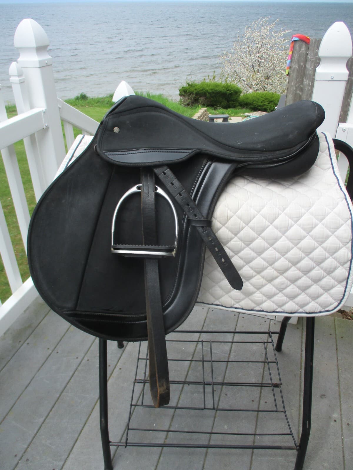 17'' MEDIUM THOROWGOOD ULSTER CC JUMP ENGLISH SADDLE w  LEATHERS &  IRONS