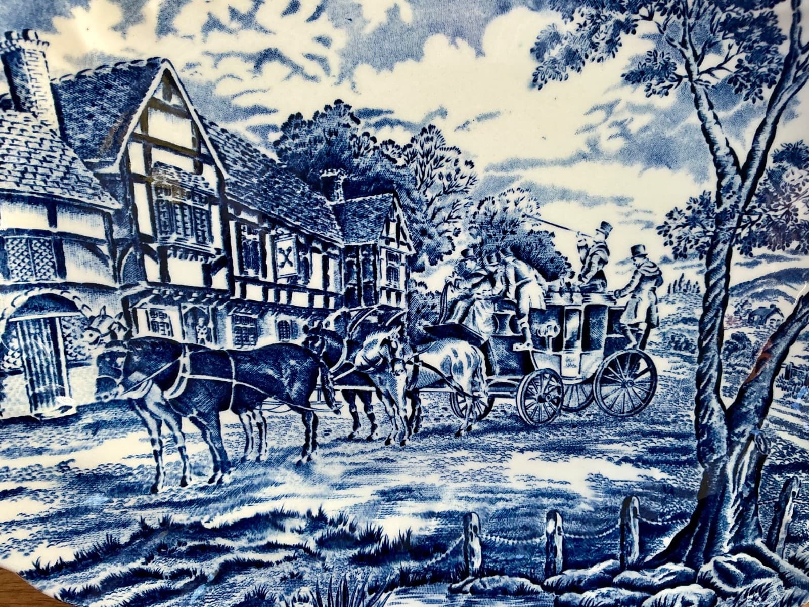 Vintage Myott ROYAL MAIL Serving Platter  ~  Blue & White ~ England 12 3/8” Oval 2