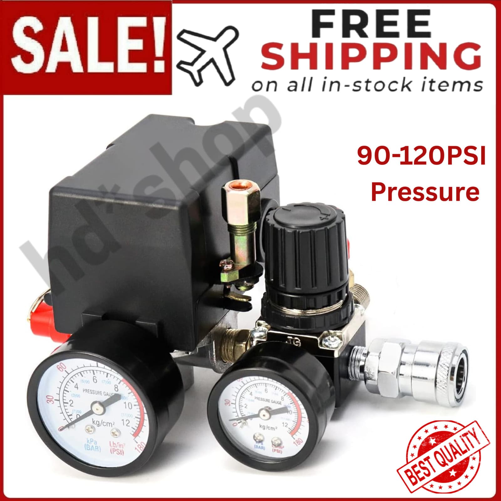 Air Compressor Pressure Switch Control Valve 90-120PSI Pressure Regulator