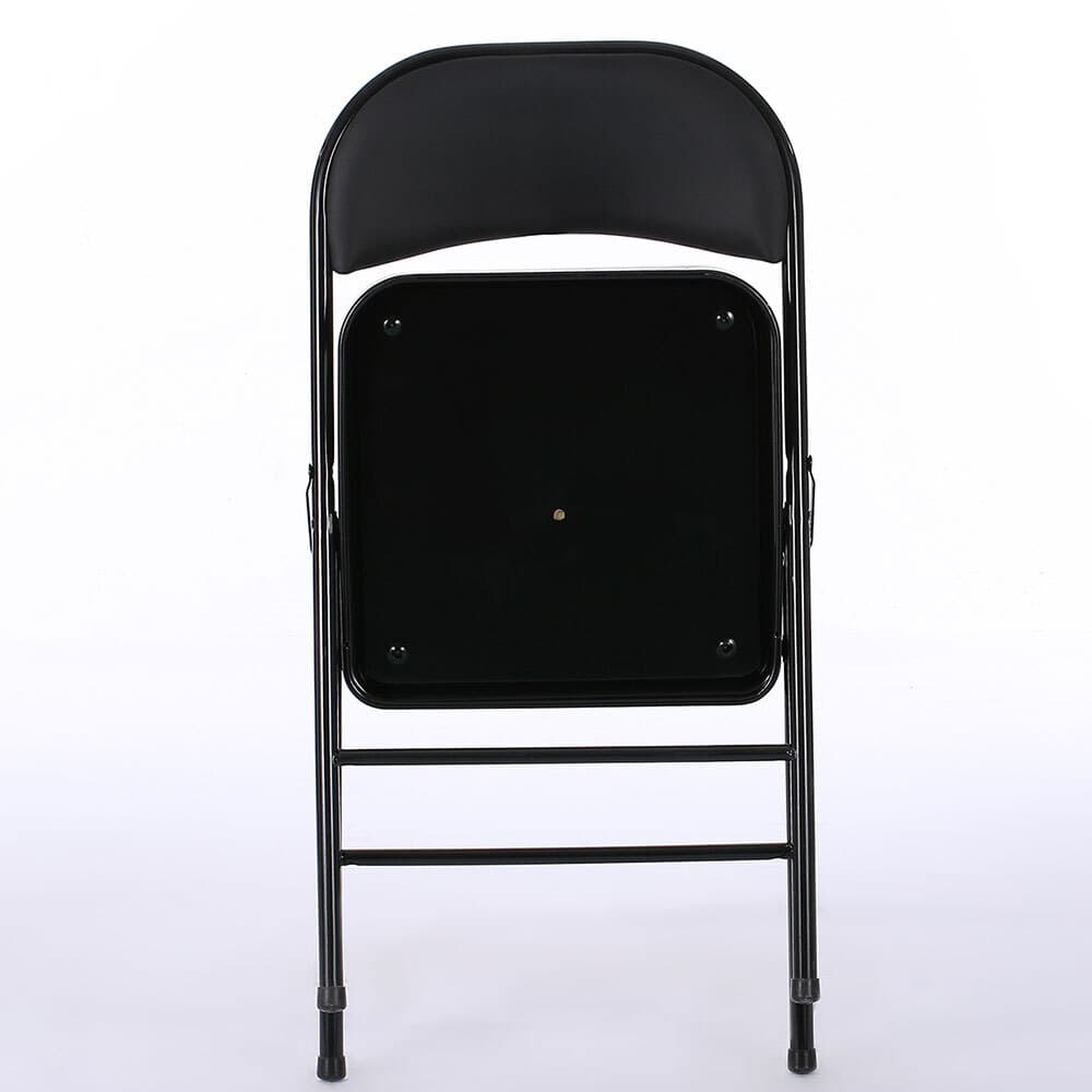 4 Pack Commercial Contoured Folding Chairs Set Steel Frame Plastic Seat Black 4