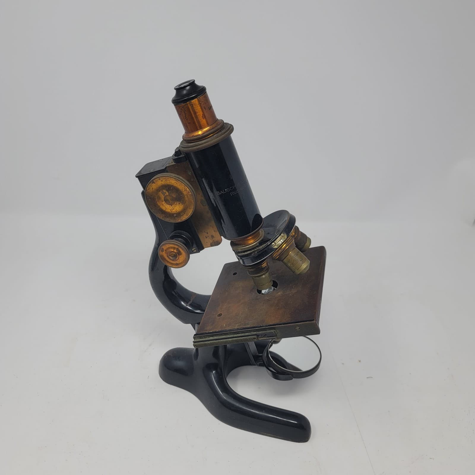 Antique Vtg Bausch & Lomb Brass Microscope #184038 1915 Patent Date Scientific 4