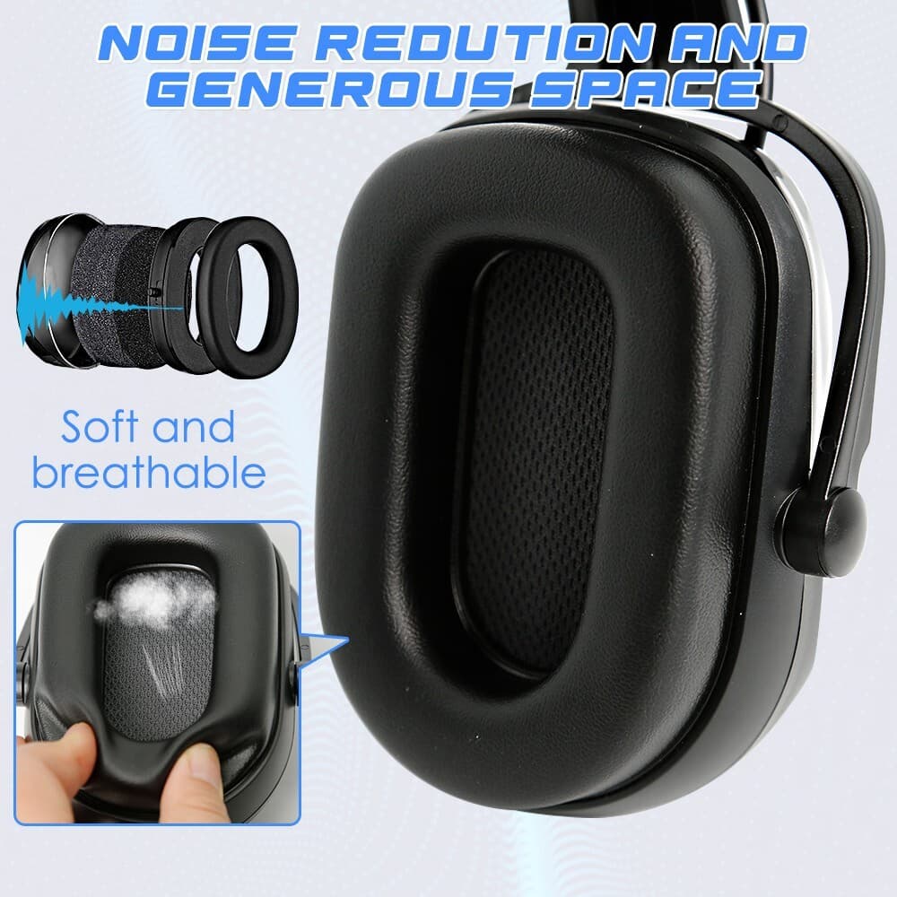 Bluetooth Earmuff Helmet Accessory NRR 29dB Adjustable Cap-mounted Earmuff Black 4