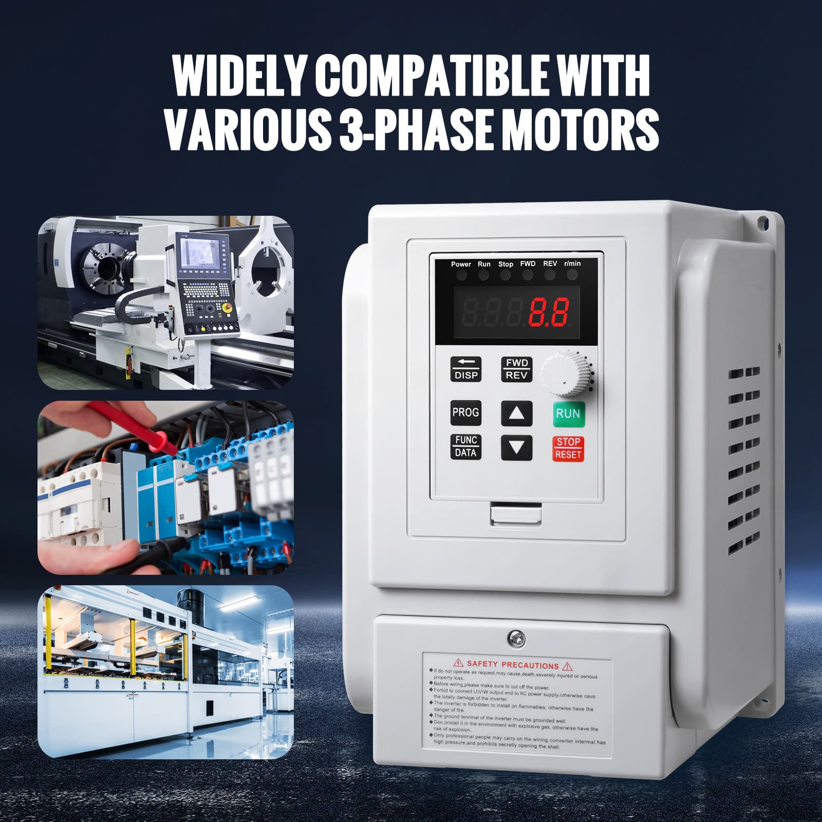 Uimoso 3HP 2.2KW 10A Variable Frequency Drive VFD 3-Phase Motor Speed Control 6
