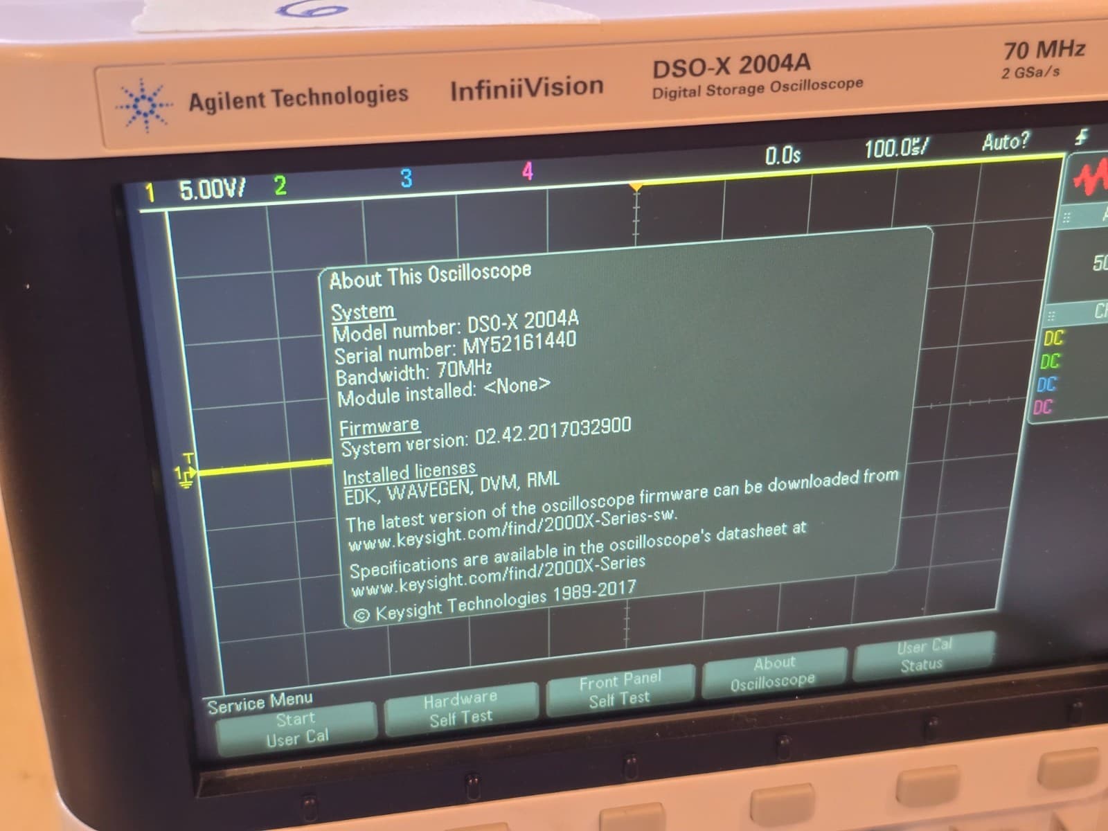 Agilent DSO-X 2004A 4 Channel Digital Oscilloscope 70MHz DVM WaveGen Tested #6 2