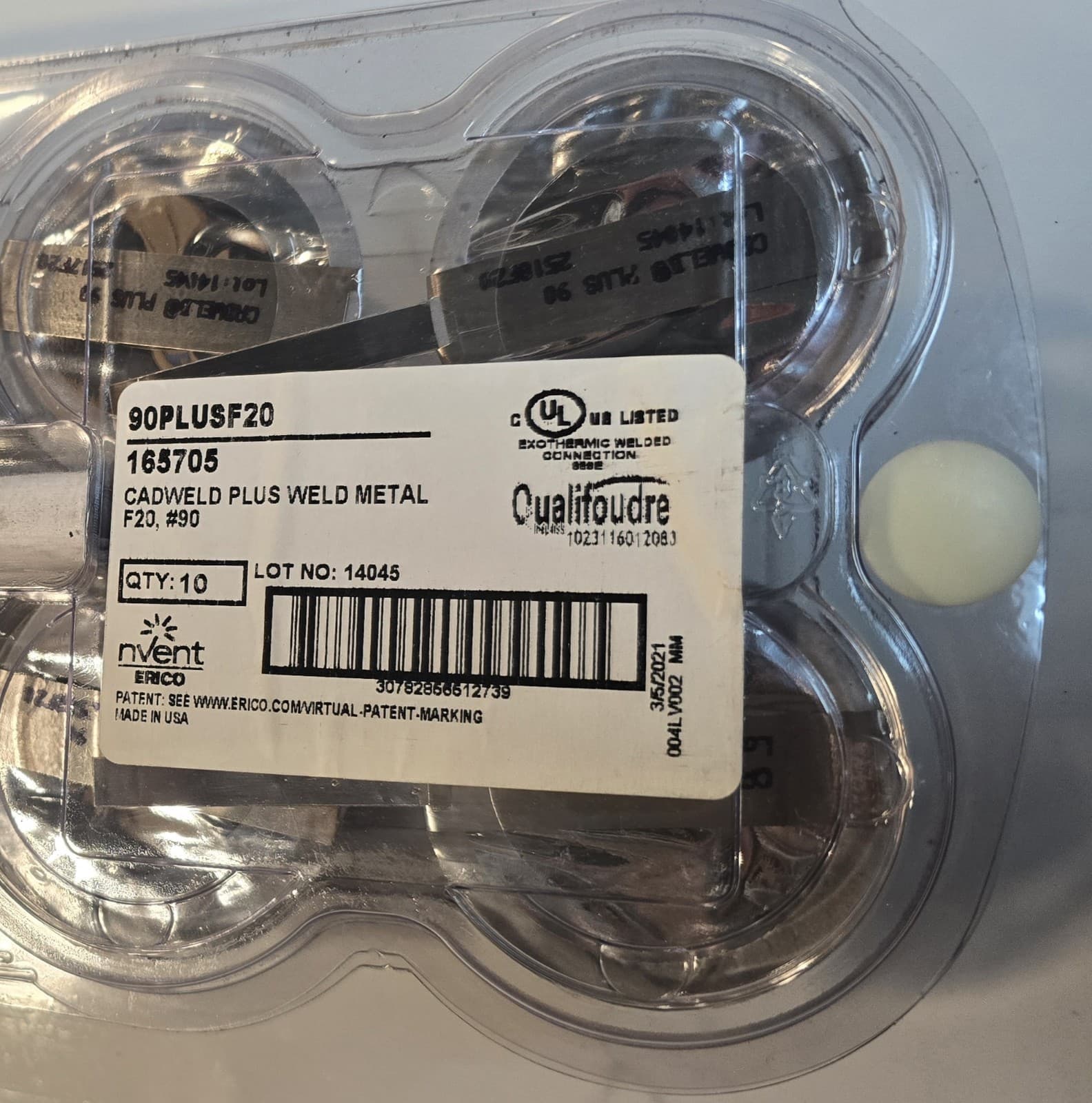 NVENT ERICO CADWELD 90PLUSF20 WELDING MATERIAL F20 #90 FULL SET OF 10 PCS. 4