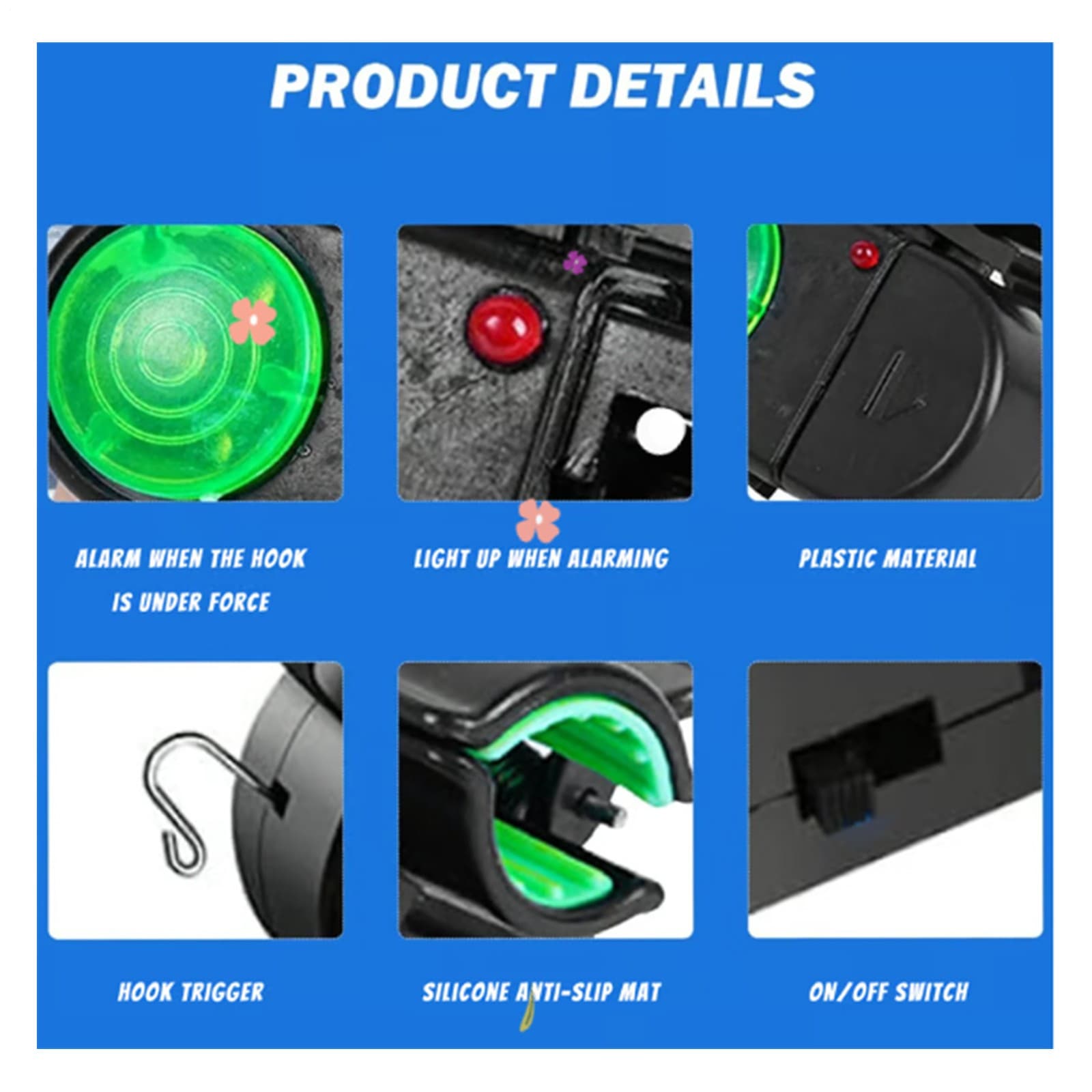 2Pcs Electronic LED Light Fishing Bite Sound Alarm Alert Bell Clip On Fish Rod 6