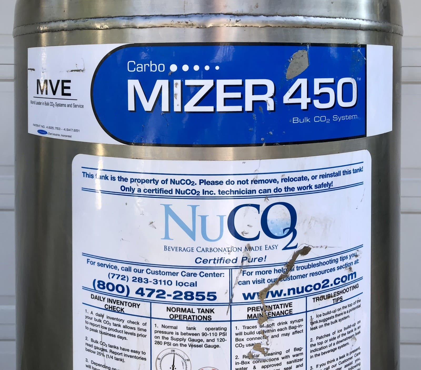 Carbonator / Carbo-Mizer 450 Bulk CO2 System Stainless Steel Tank # 102 3