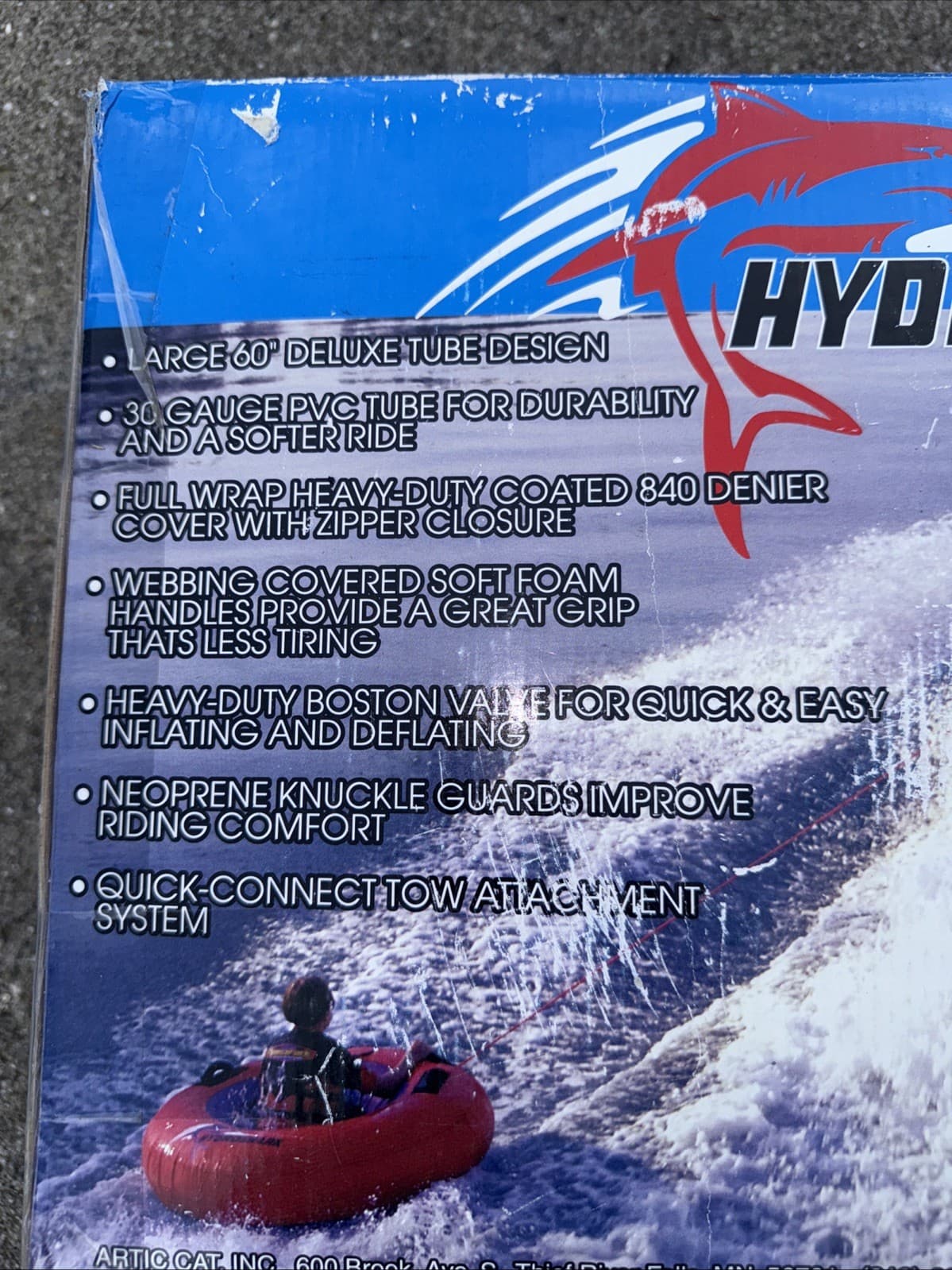 Arctic Cat Vintage Inflatable Towable Tube Boating 60” Hydro Shark Rare 90’s New 3