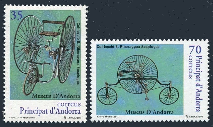 Andorra Sp 254-255,MNH. Museums of Andorra,1999.Early bicycles.