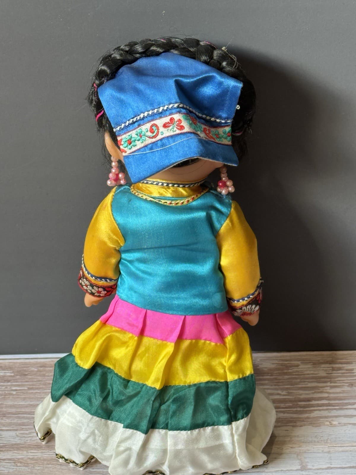 Vintage Chinese Folk Doll Rubber Face & Hands 8" Kimono 3