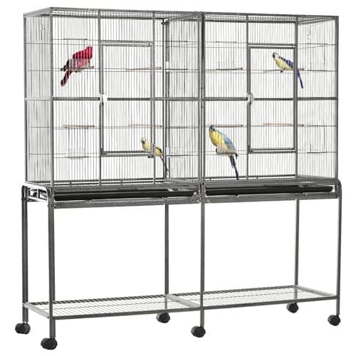  65" Double Rolling Metal Bird Cage Feeder with 62.8"L x 19.0"W x 64.3"H