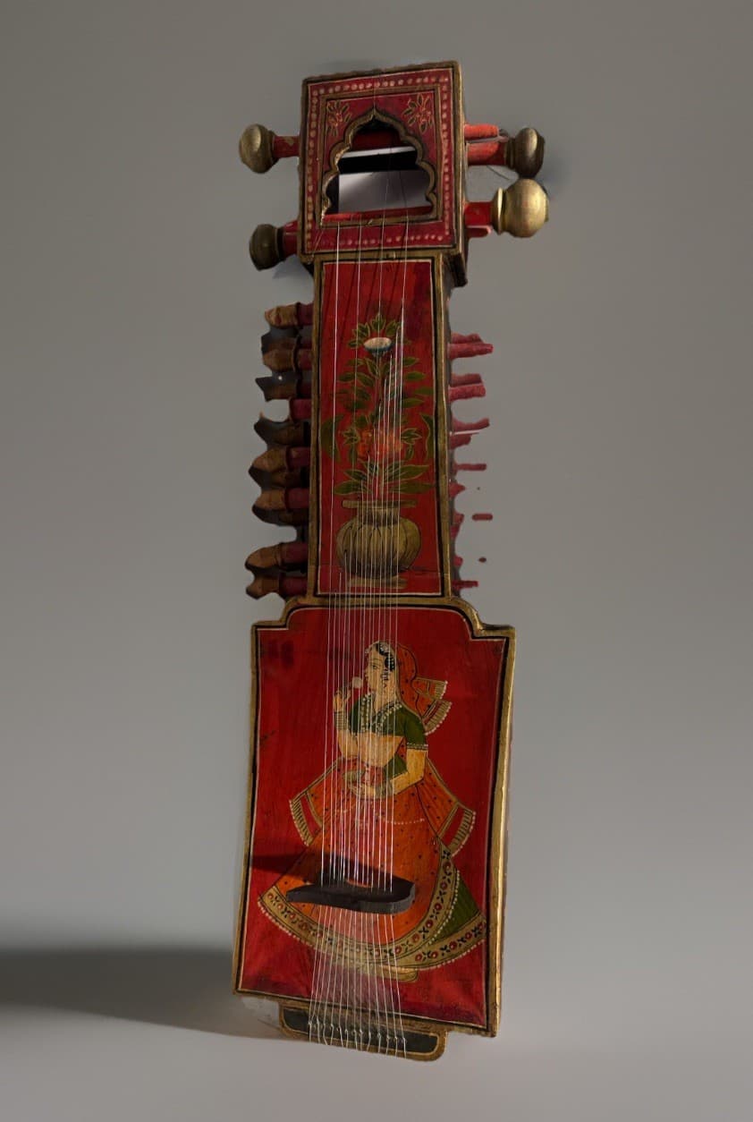 Antique Hand Painted Sindhi Sarangi Indian Rajasthani Instrument 3