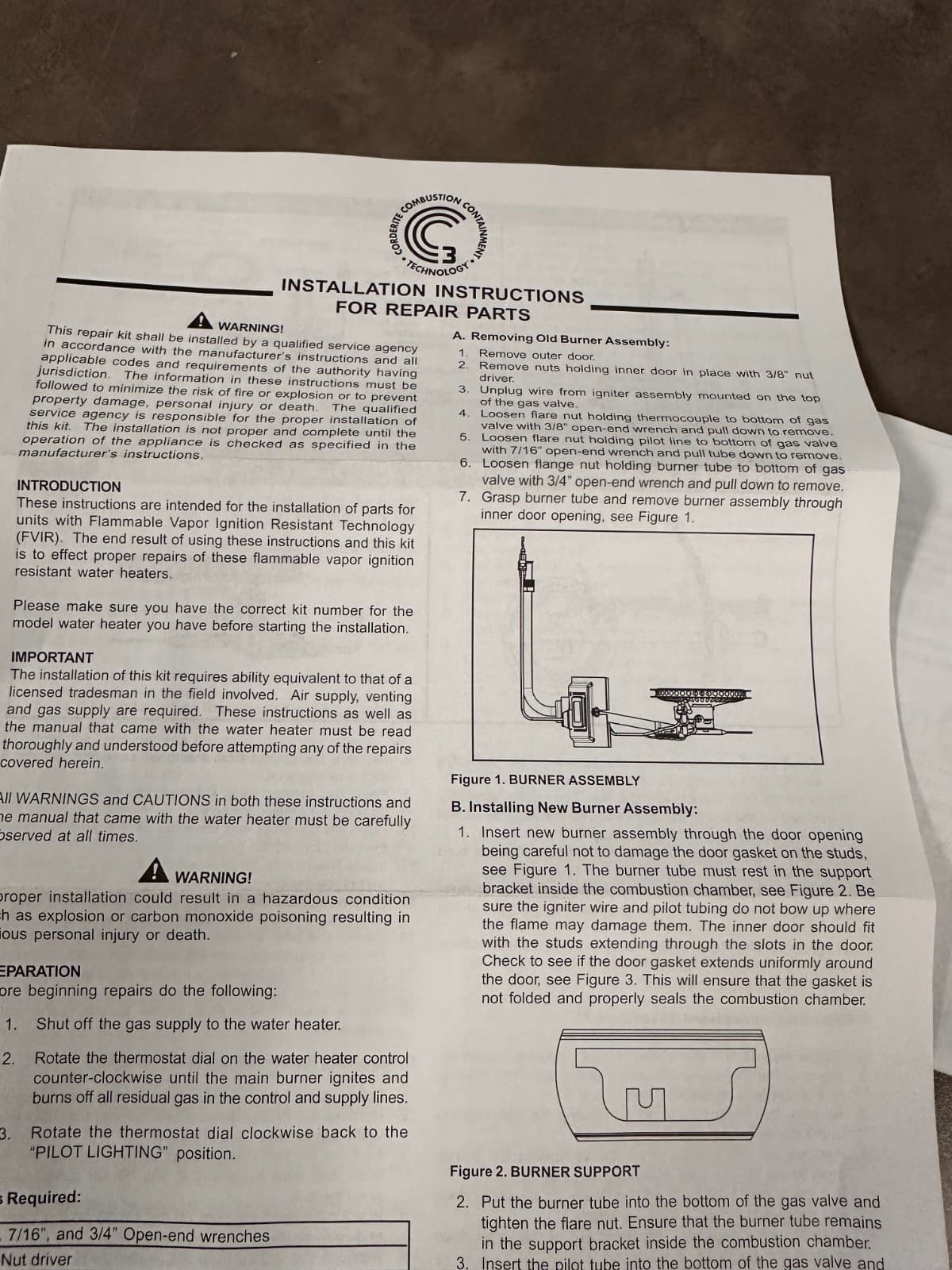 AO Smith 100109290 Pilot Assembly  Natural Gas 9003531005 NG Kit, N45-583 6