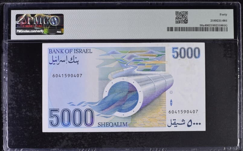 Israel, Bank of Israel, 5000 Sheqalim 1984 / 5744 - Printer: JEZ PMG 40 XF 2