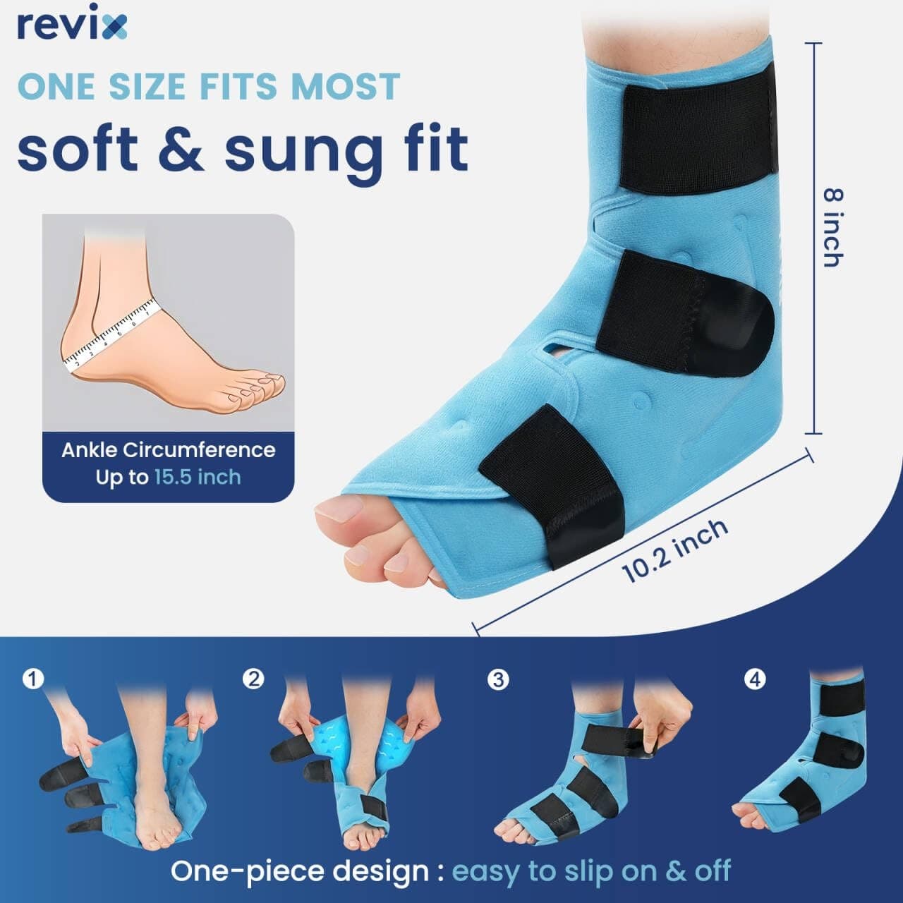 REVIX Large Ankle Ice Pack for Foot Discomfort, Reusable Gel Cold Pack with C... 5